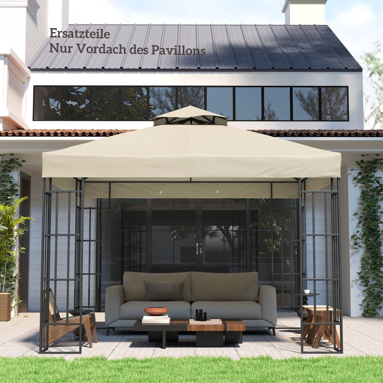 Gazebo Takbyte 3x3m, Vattentålig, Gräddvit
