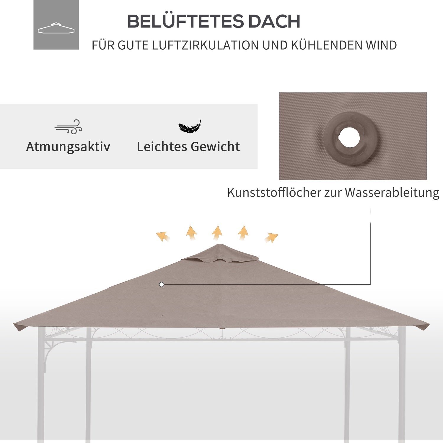 Gazebo takskydd, solskydd, beige polyester, 3x3 M