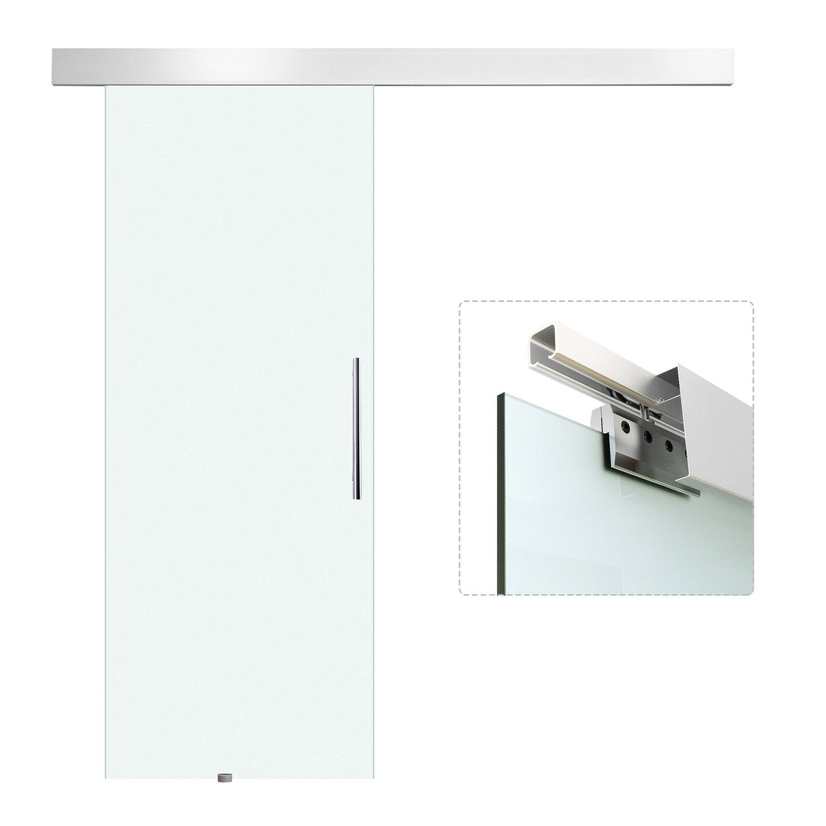 Glas-Schiebetür-Set mit Griff, Satinfinish, 2050x900mm