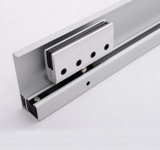 Glas-Schiebetür-Set mit Griff, Satinfinish, 2050x900mm