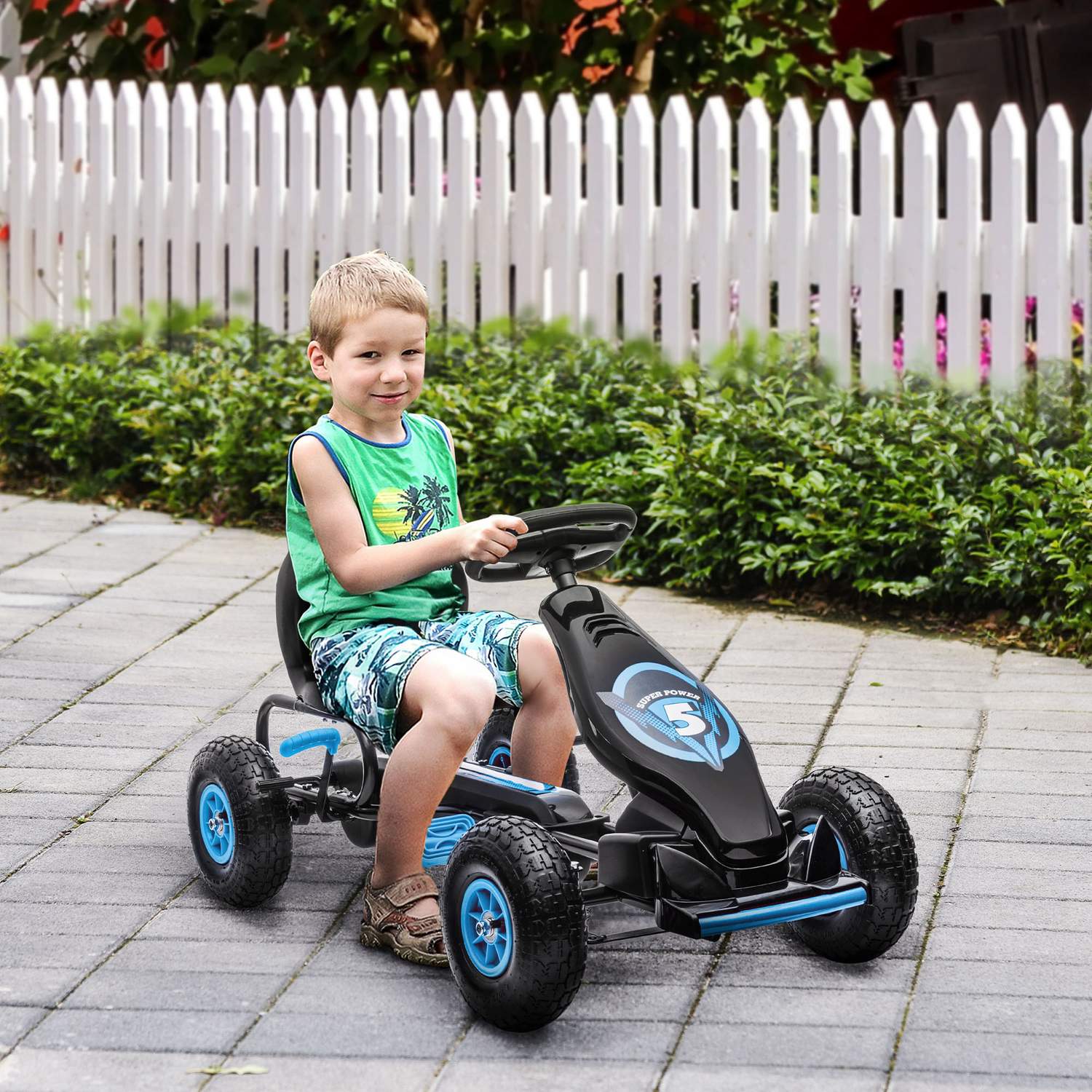 Gokart för barn med justerbar sits, gummidäck och broms