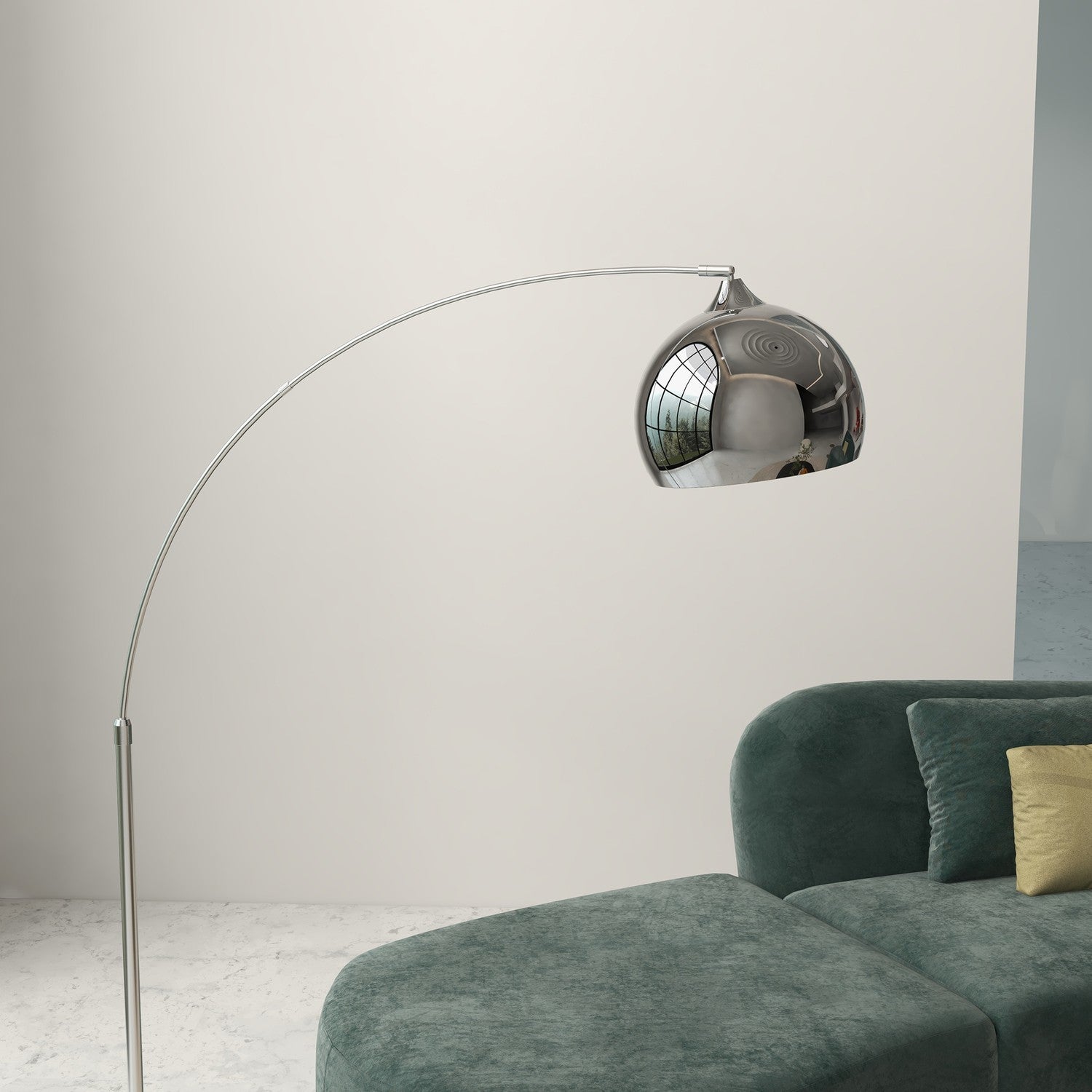 Golvlampa, justerbar höjd med glödlampa, Silver E27 Sockel