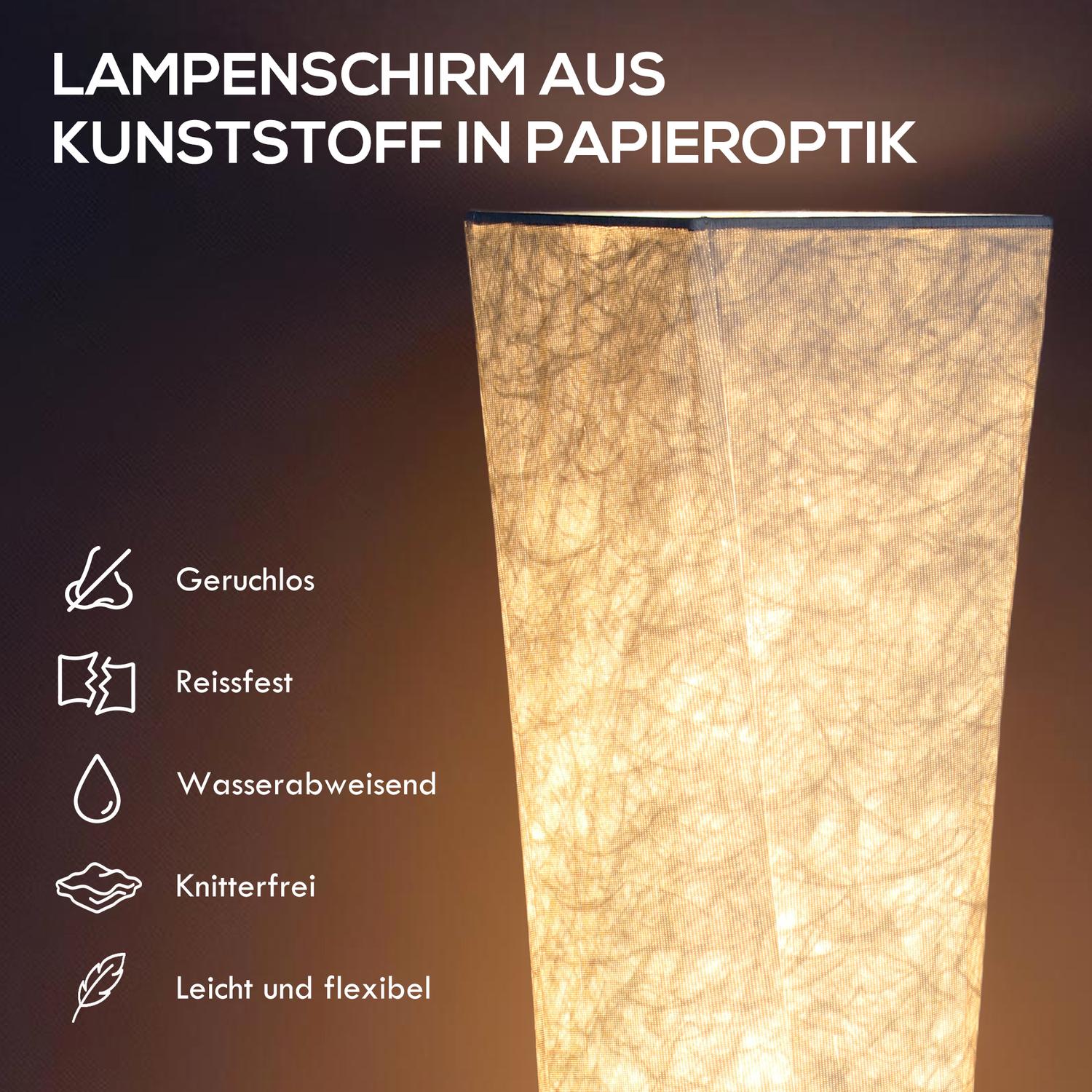 Golvlampa med pappersskärm, fotpedal, 3 ljusstyrkenivåer