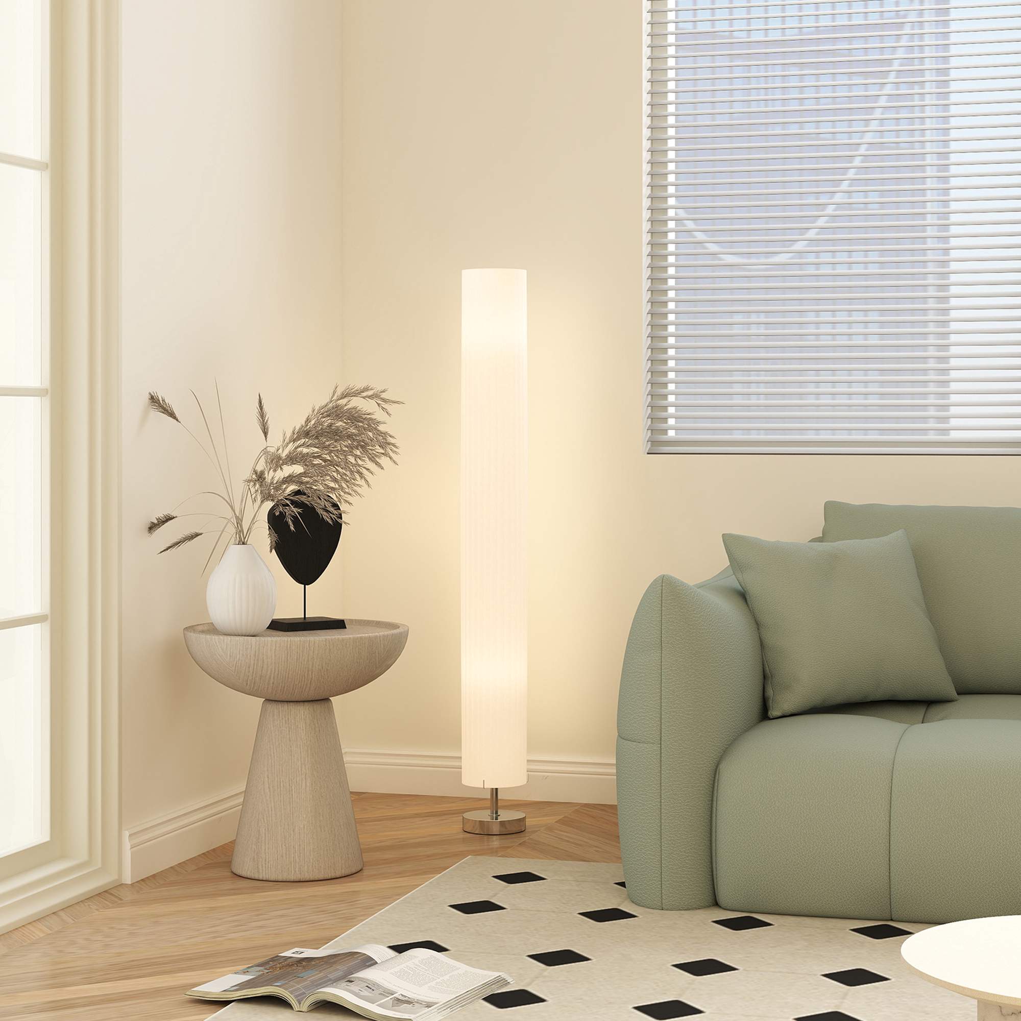 Golvlampa, rostfritt stål, E27-sockel, 120 cm