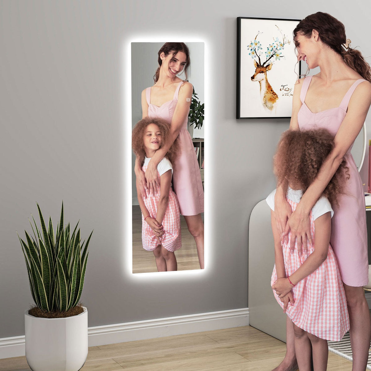 Golvspegel med LED-ljus, Touch Control, 40x120 cm