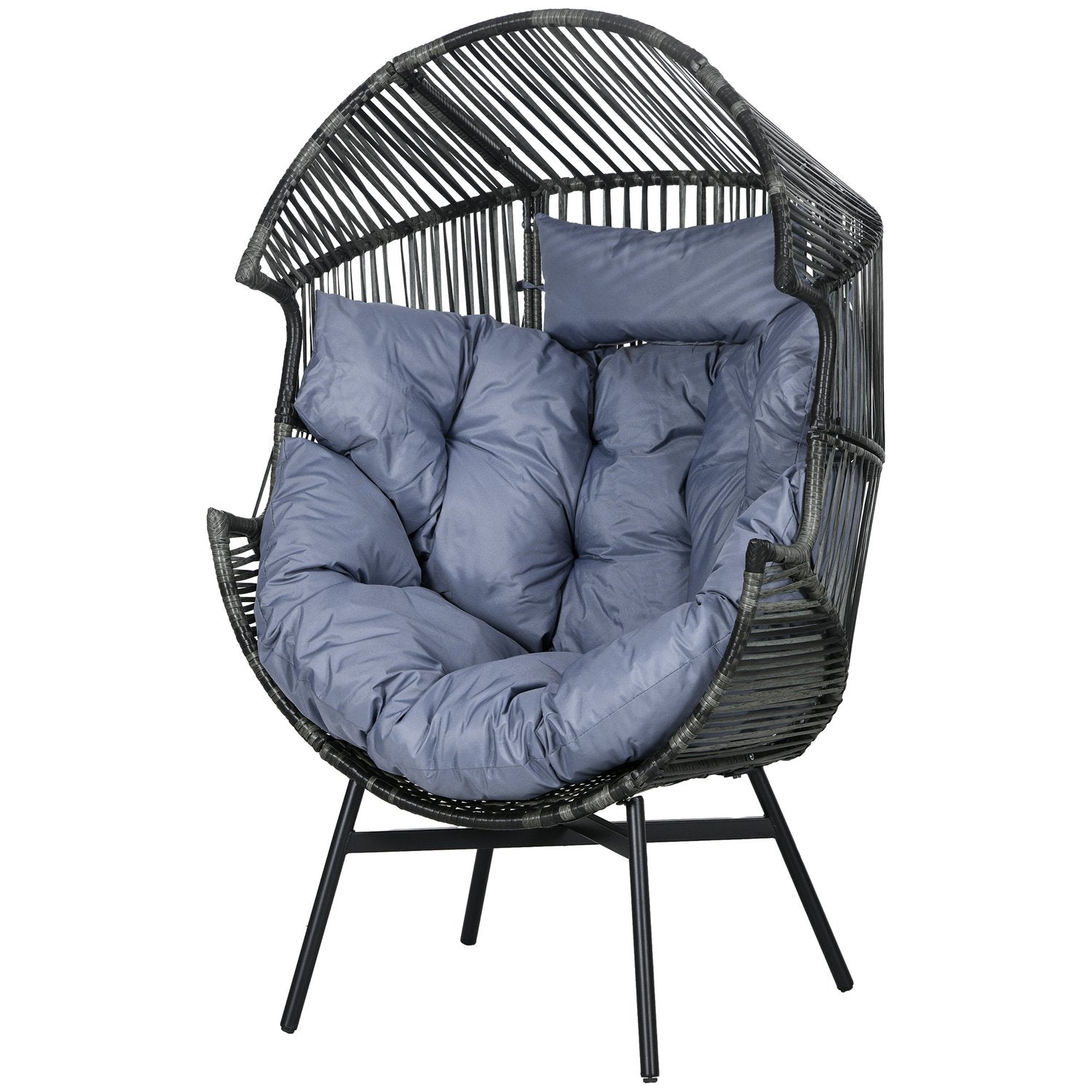 Grey Rattan Egg Stol med Dyna, 120 kg Kapacitet