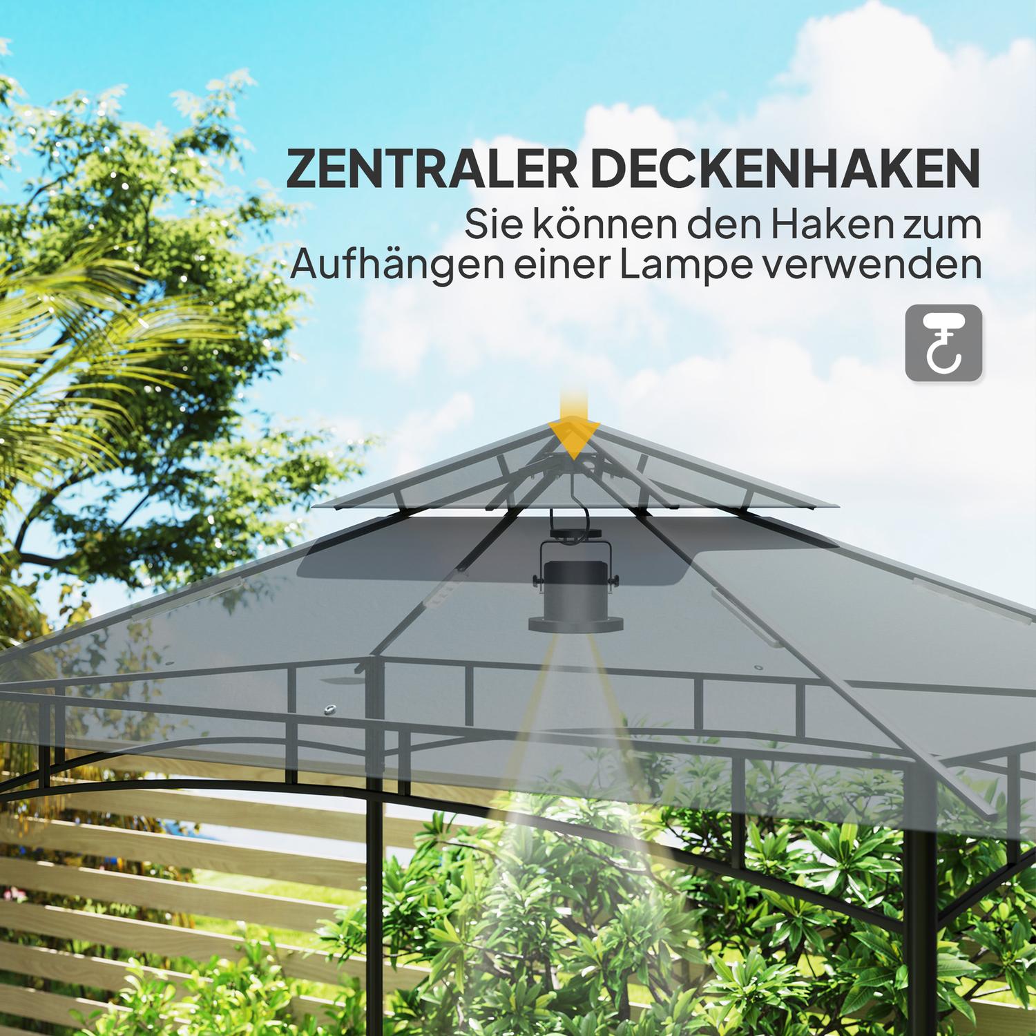 Grillpaviljong med LED, vattenavvisande, UV-skydd