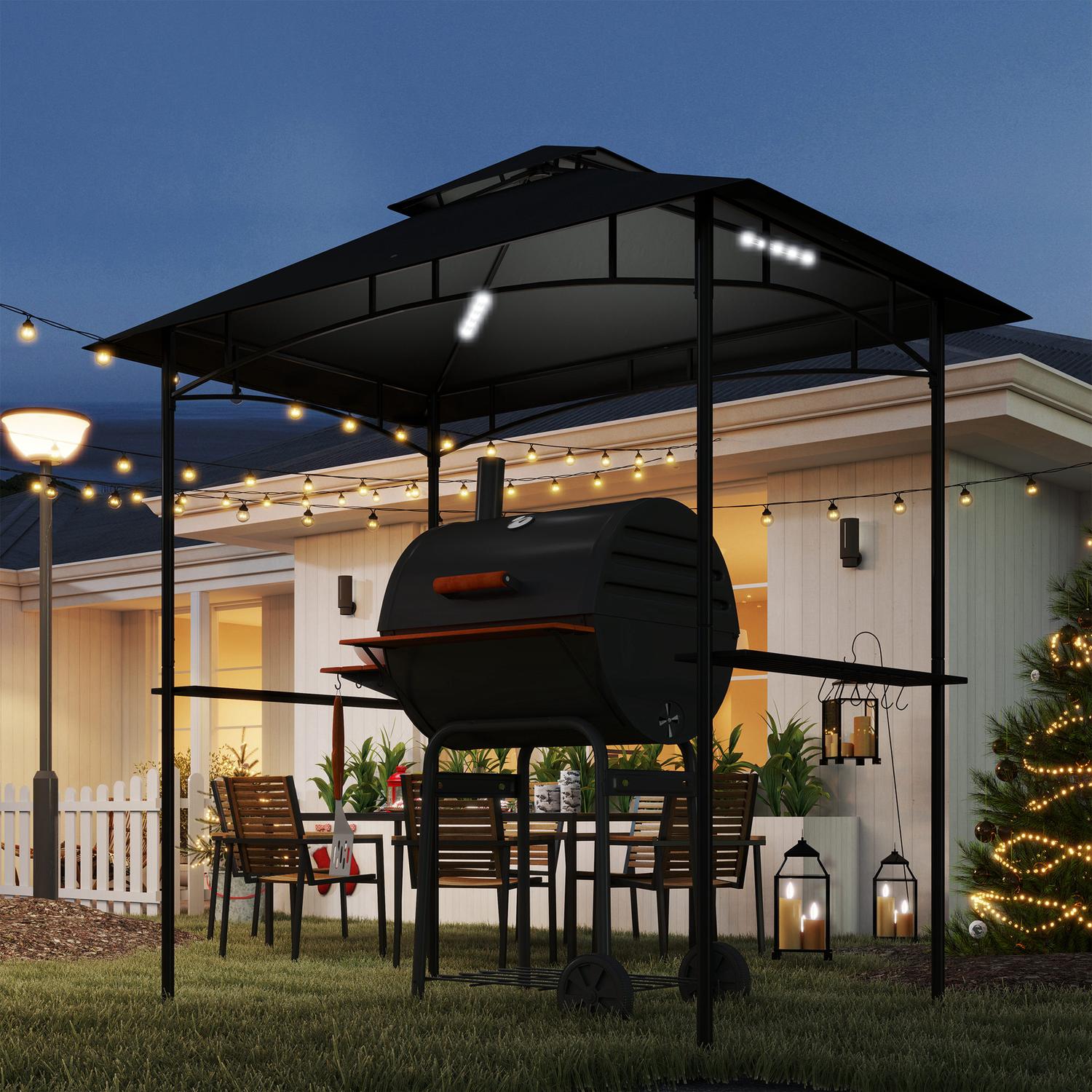 Grillpaviljong med LED, vattenavvisande, UV-skydd