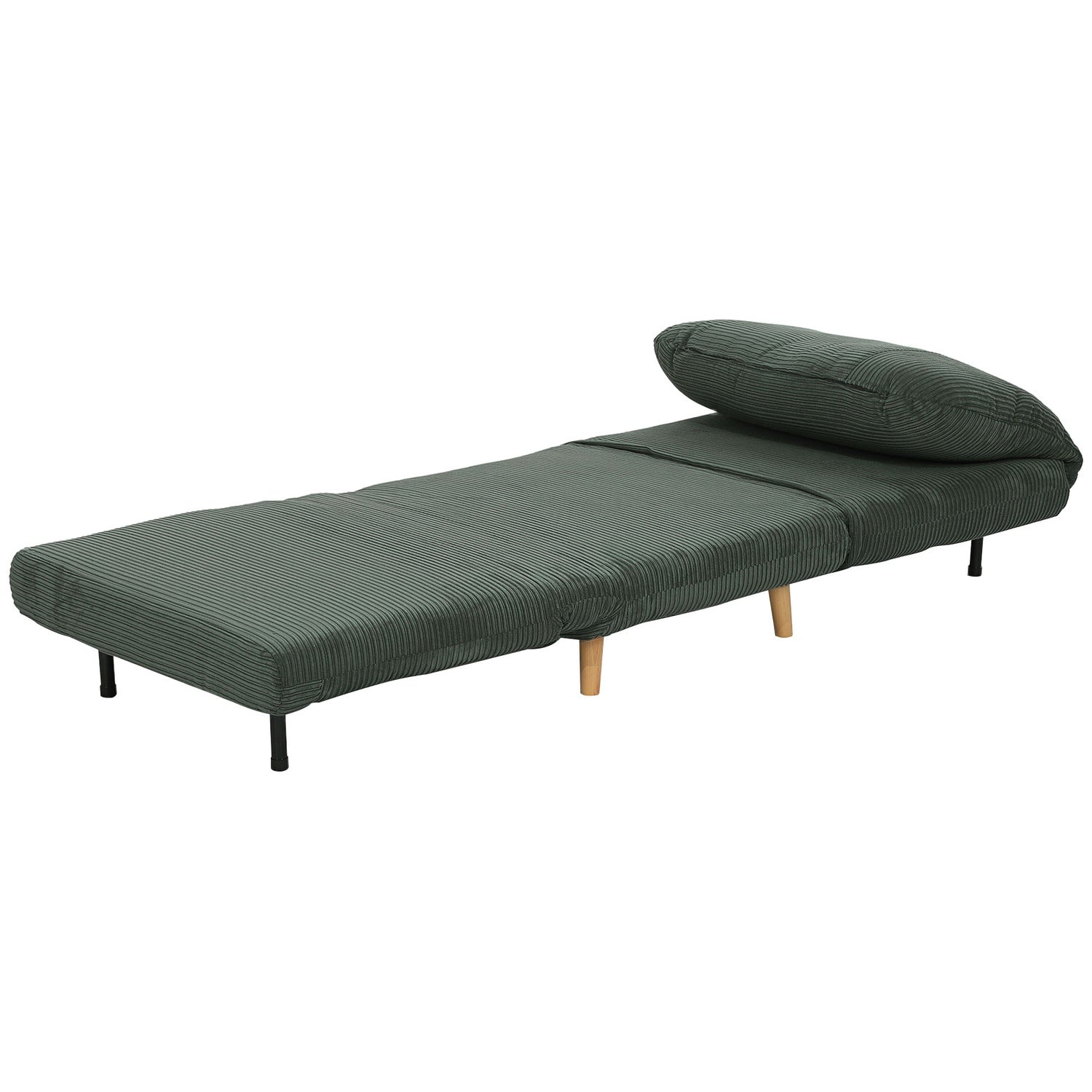 Grön justerbar manchester hopfällbar bäddsoffa – 82 x 89 x 83 cm