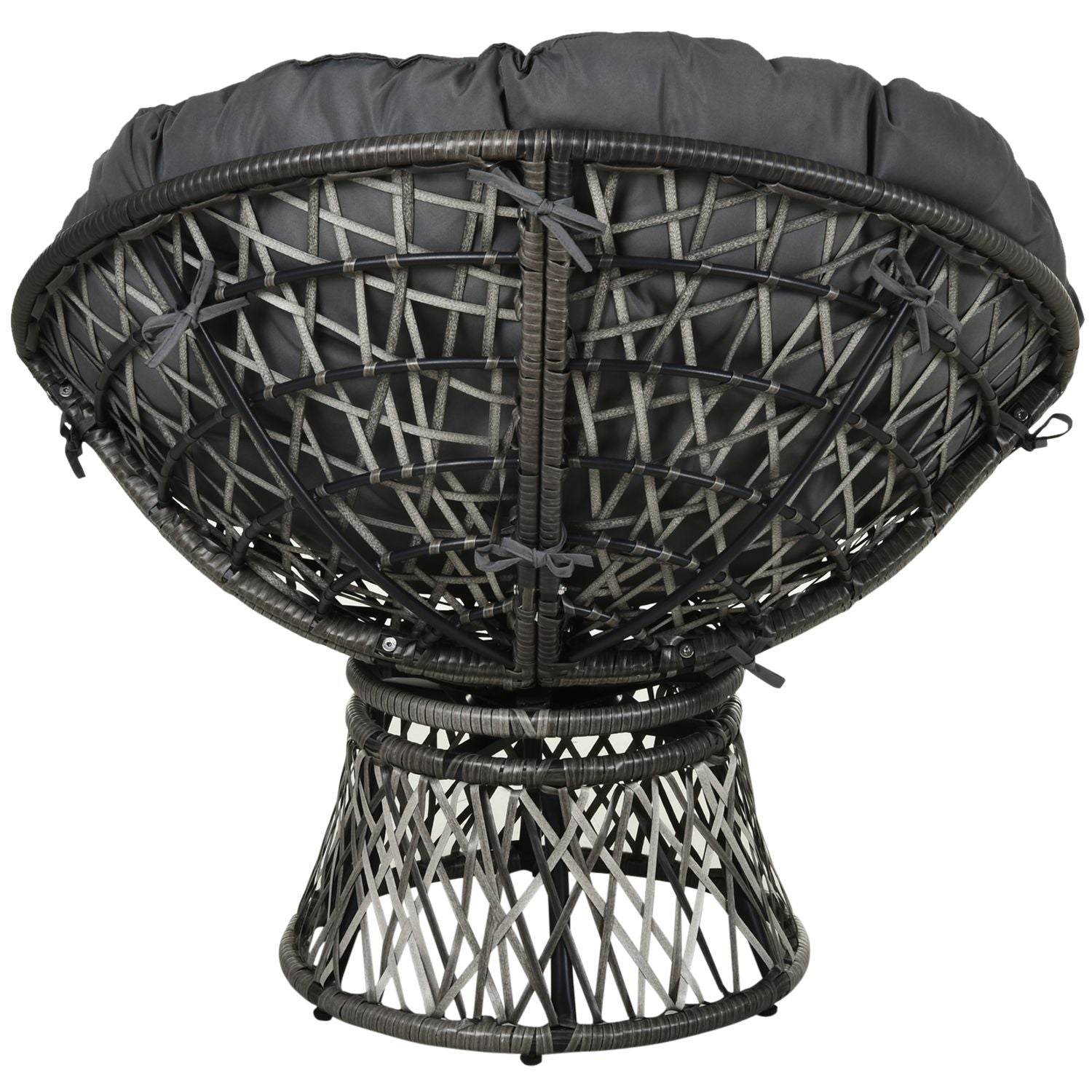 Grå rotting Papasan stol med klädsel, 360° vridbar