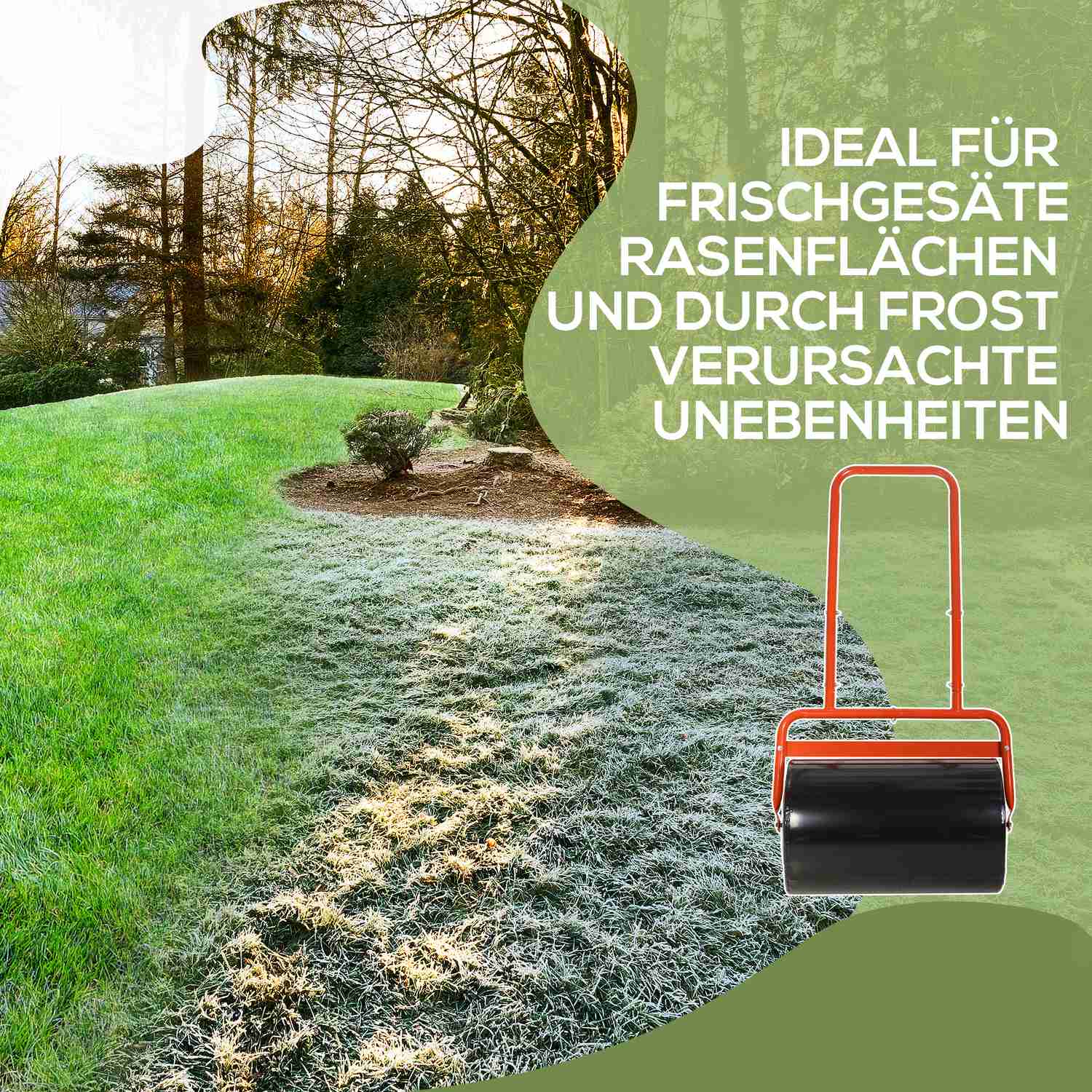 Gräsrulle 50cm, Stål, Fyll med vatten eller sand, Röd