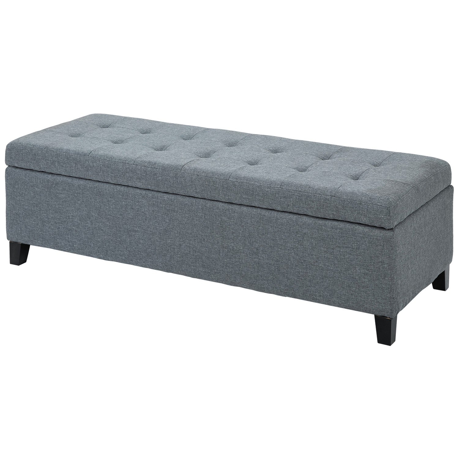 Grå stoppad förvaringsbänk – Linnelook Bed & Living Room