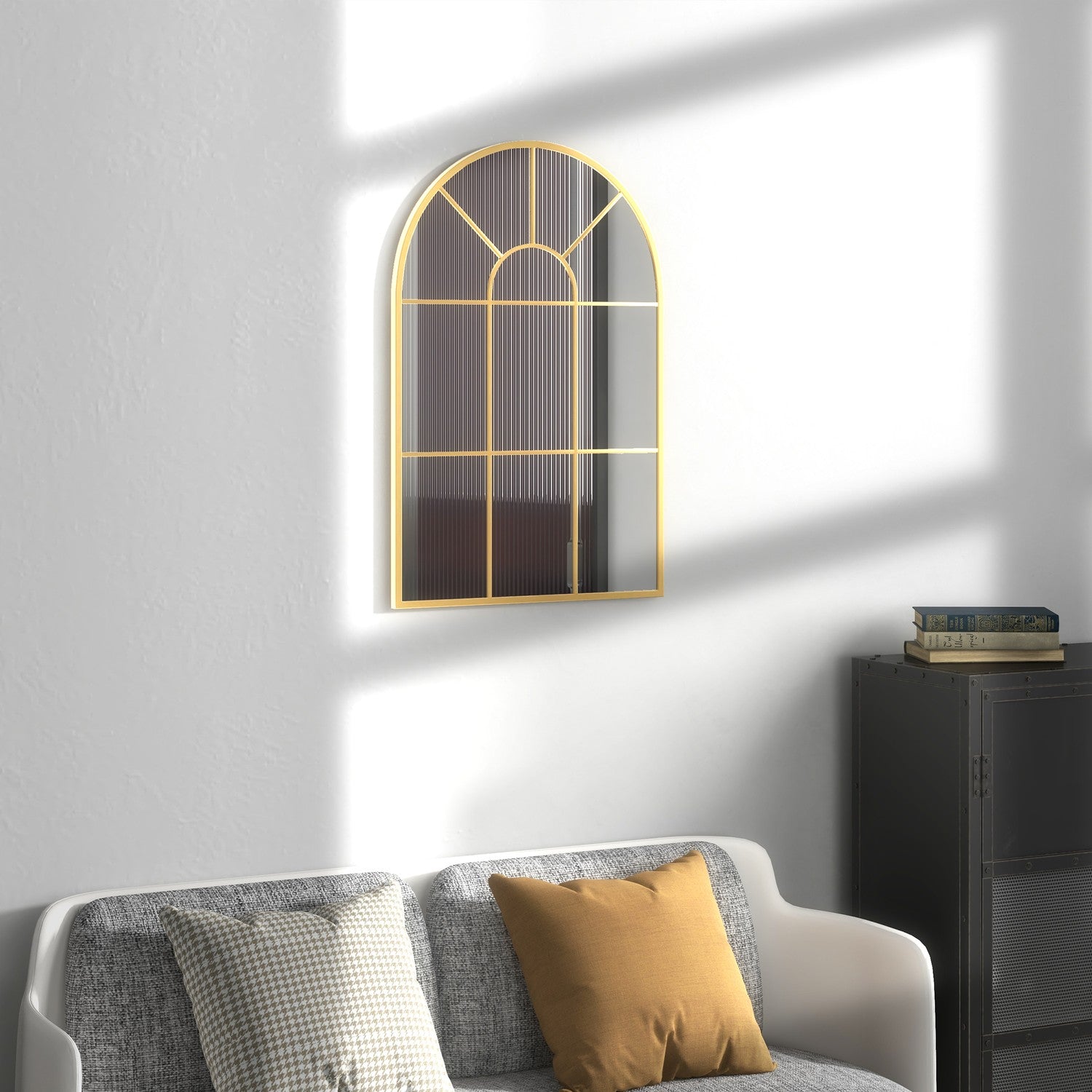 Guld dekorativ väggspegel – 91 x 60 cm, metallram