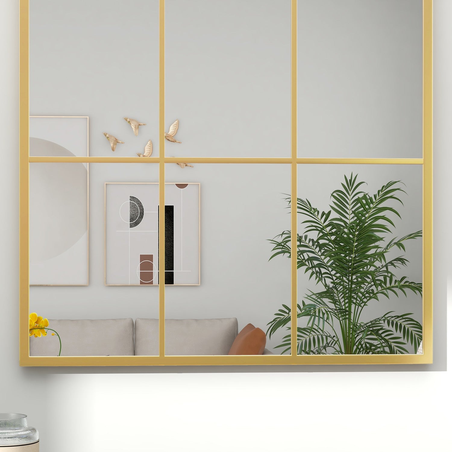 Guld dekorativ väggspegel – 91 x 60 cm, metallram