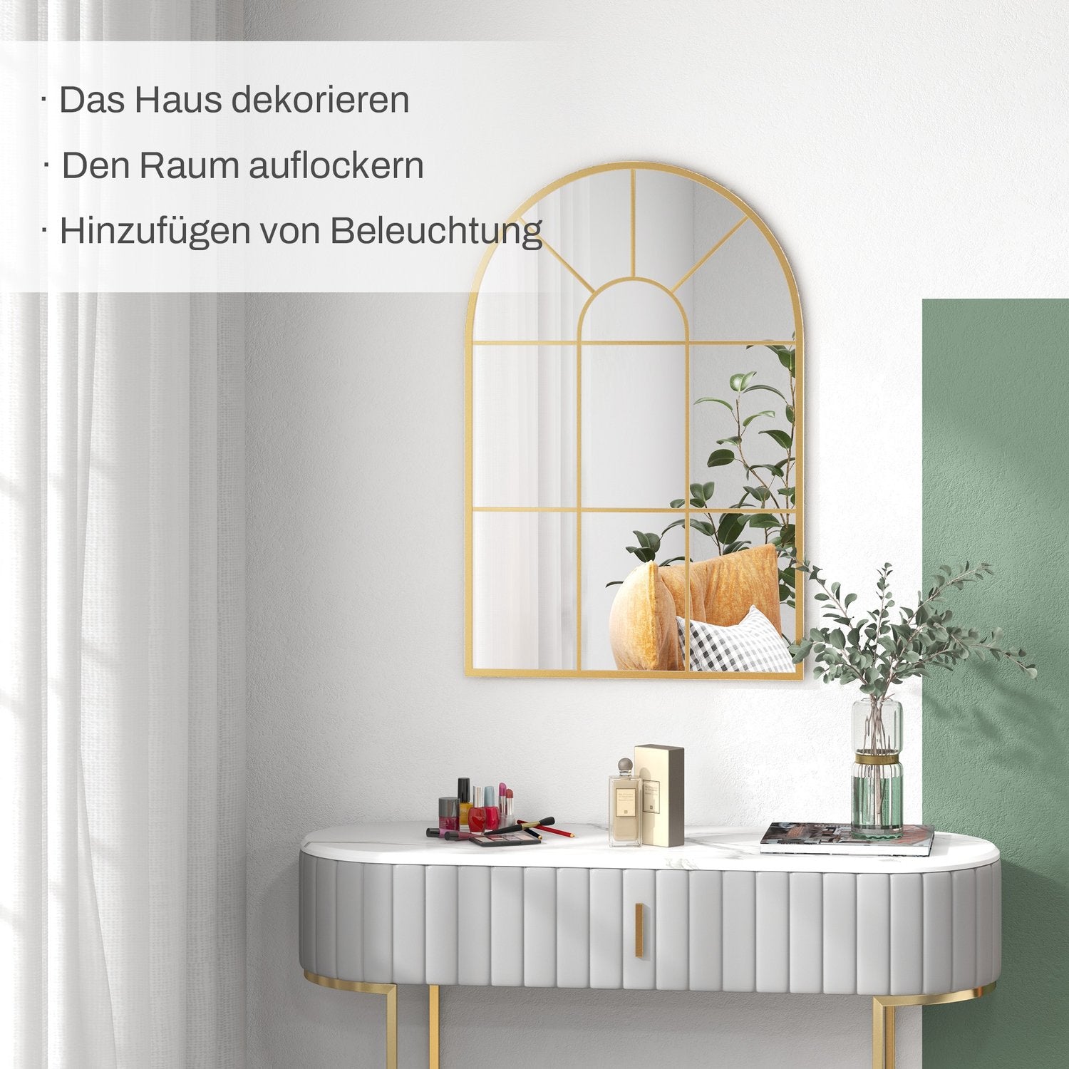 Guld dekorativ väggspegel – 91 x 60 cm, metallram