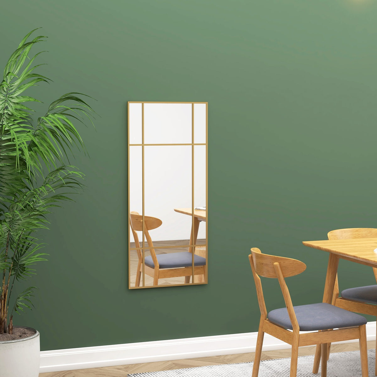 Specchio da parete rettangolare oro, telaio in metallo 110 x 50 cm