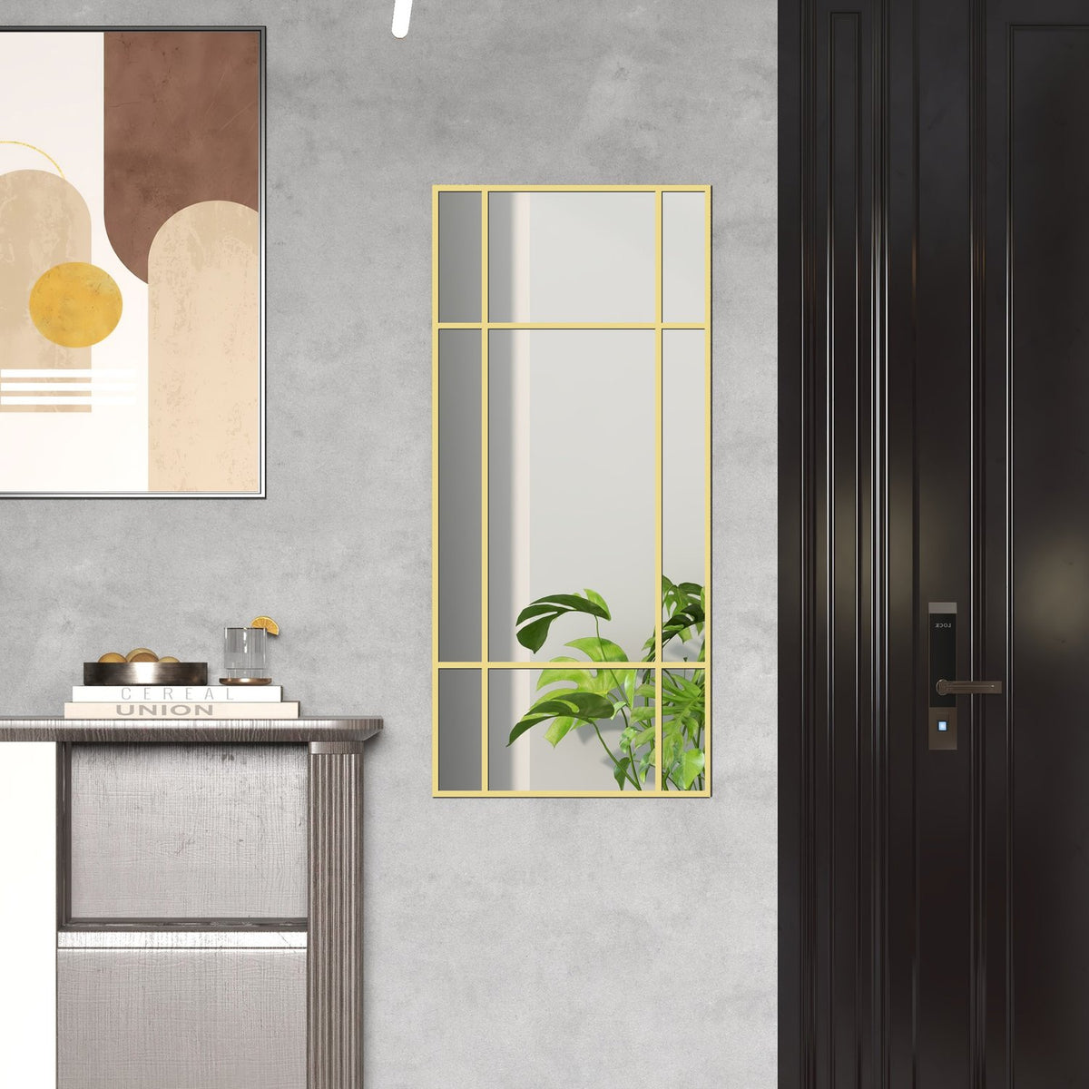 Specchio da parete rettangolare oro, telaio in metallo 110 x 50 cm