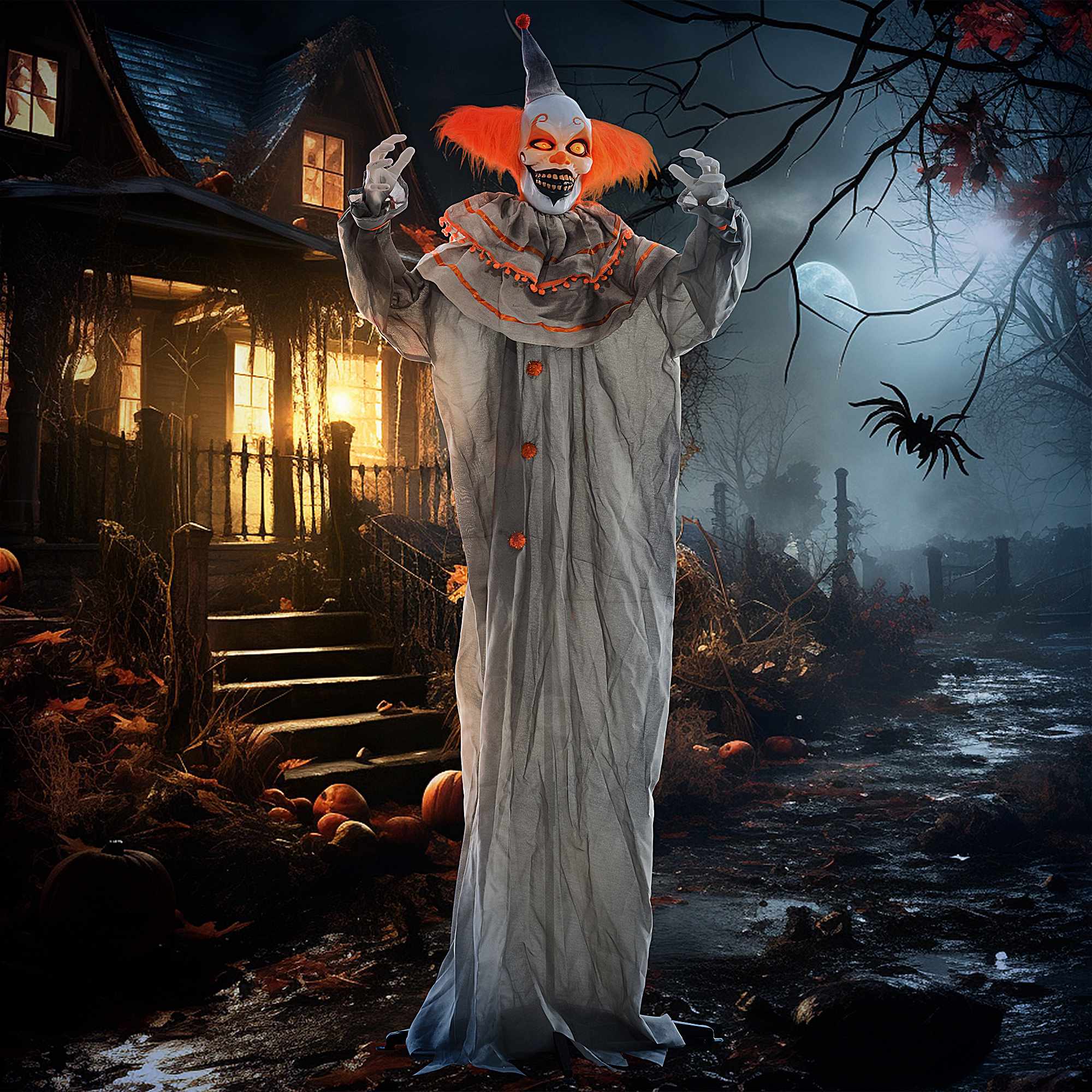 Halloween clowndekoration, beröringsaktiverad, lysande ögon