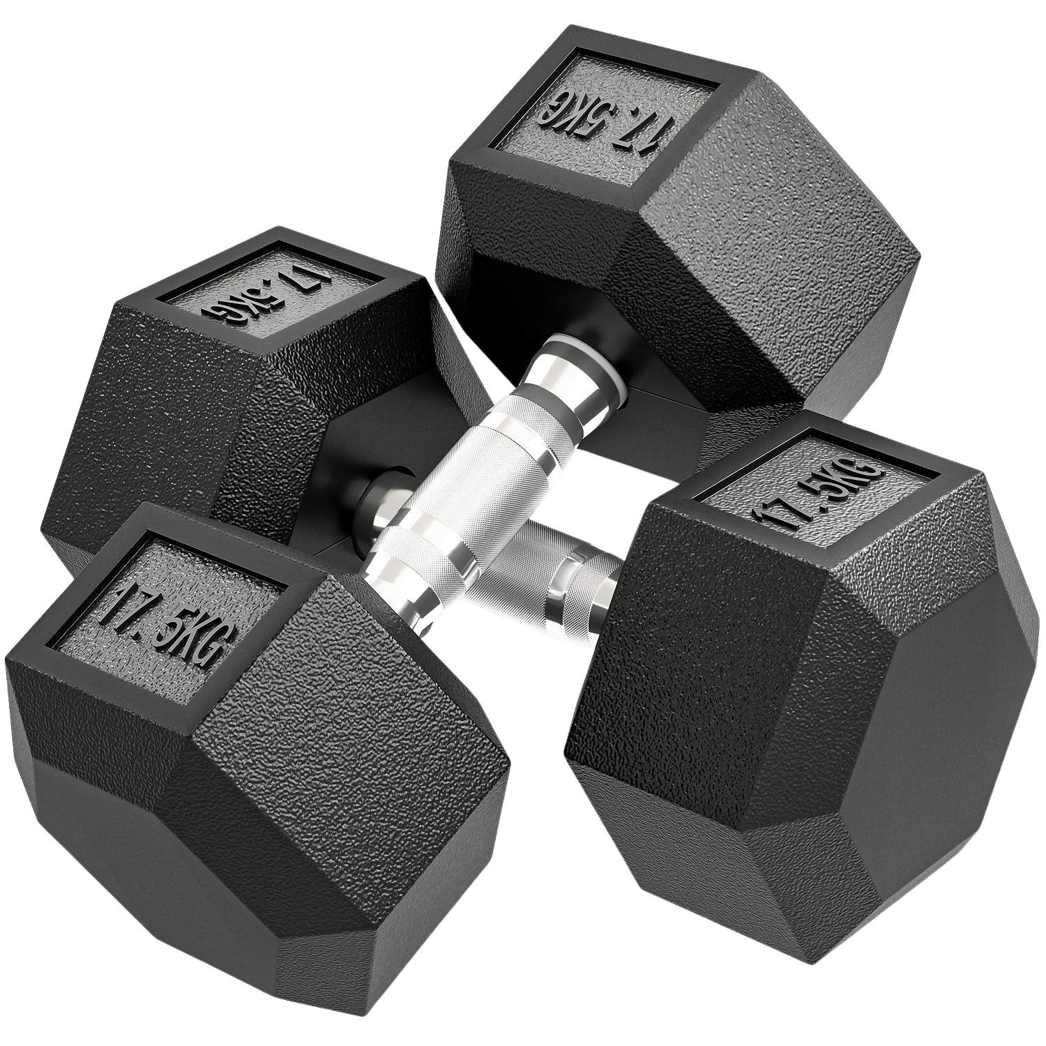 Hantel, 35 kg, Halkfritt grepp, Svart/Silver