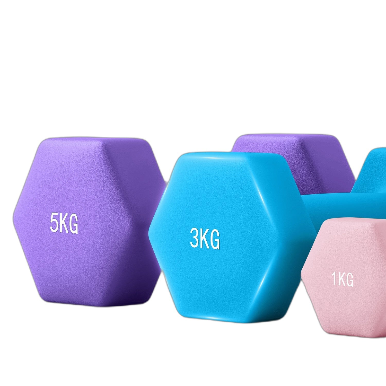 Hantelset med ställ – 6 vikter: 2x1kg, 2x3kg, 2x5kg