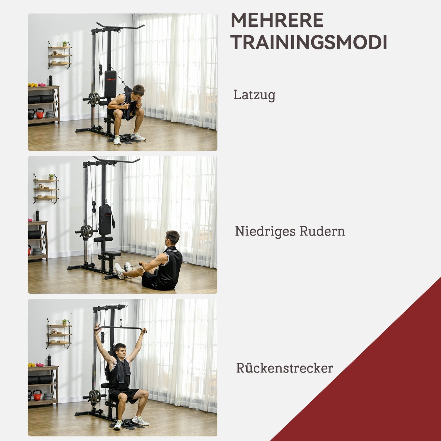 Hemgym, roddmaskiner, utan vikter, träningsutrustning för hemmet, stål, syntetiskt läder, svart