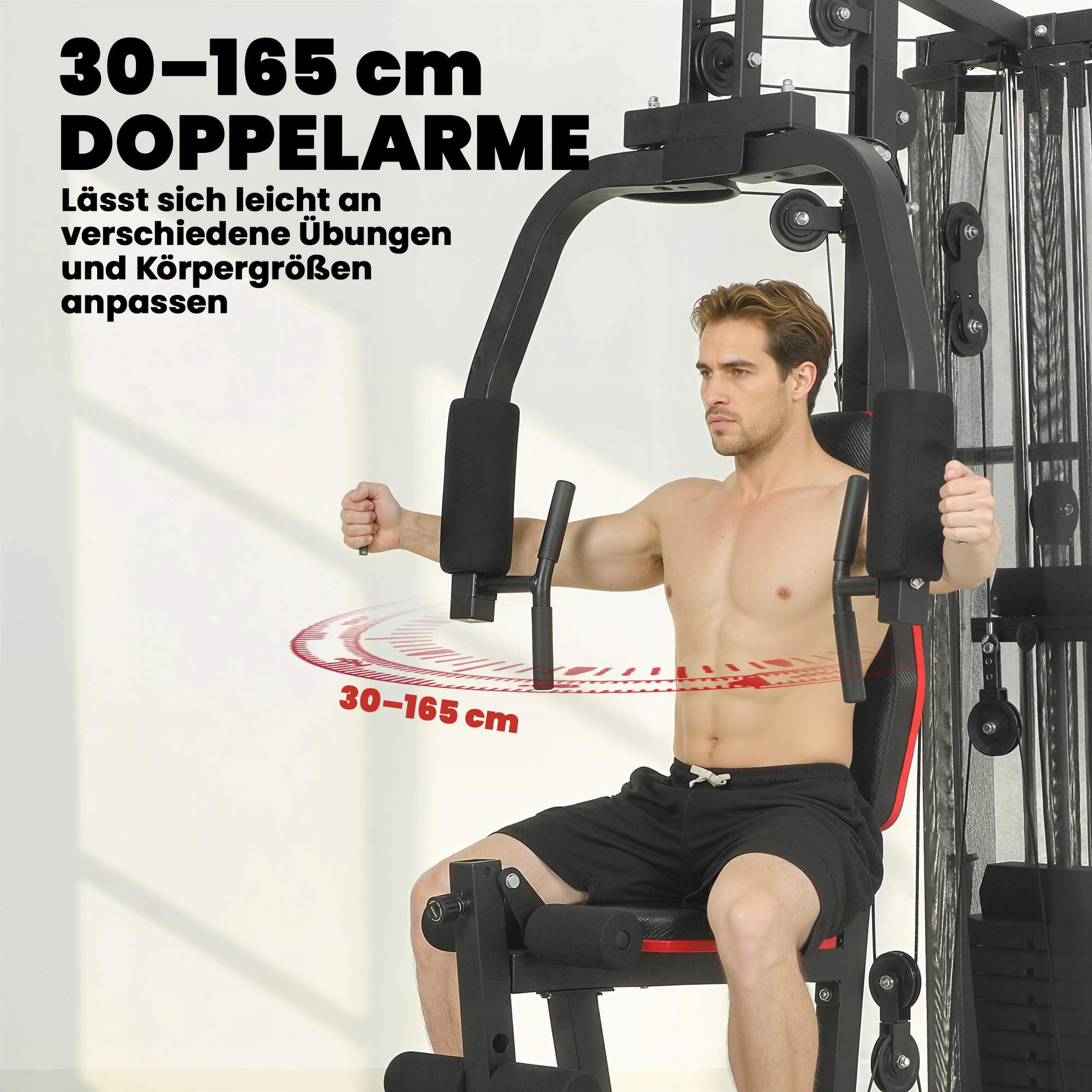 Hemmagymstation med 65 kg vikter, latsdrag och Preacher Bench