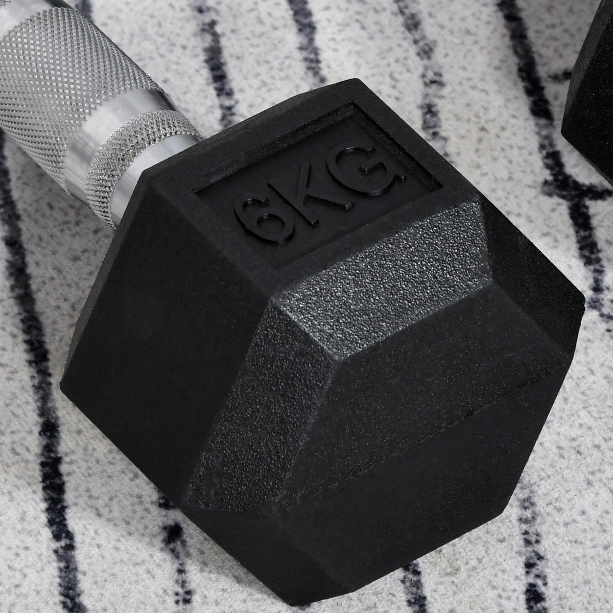 Set manubri esagonali, 2x6 kg, ghisa gommata