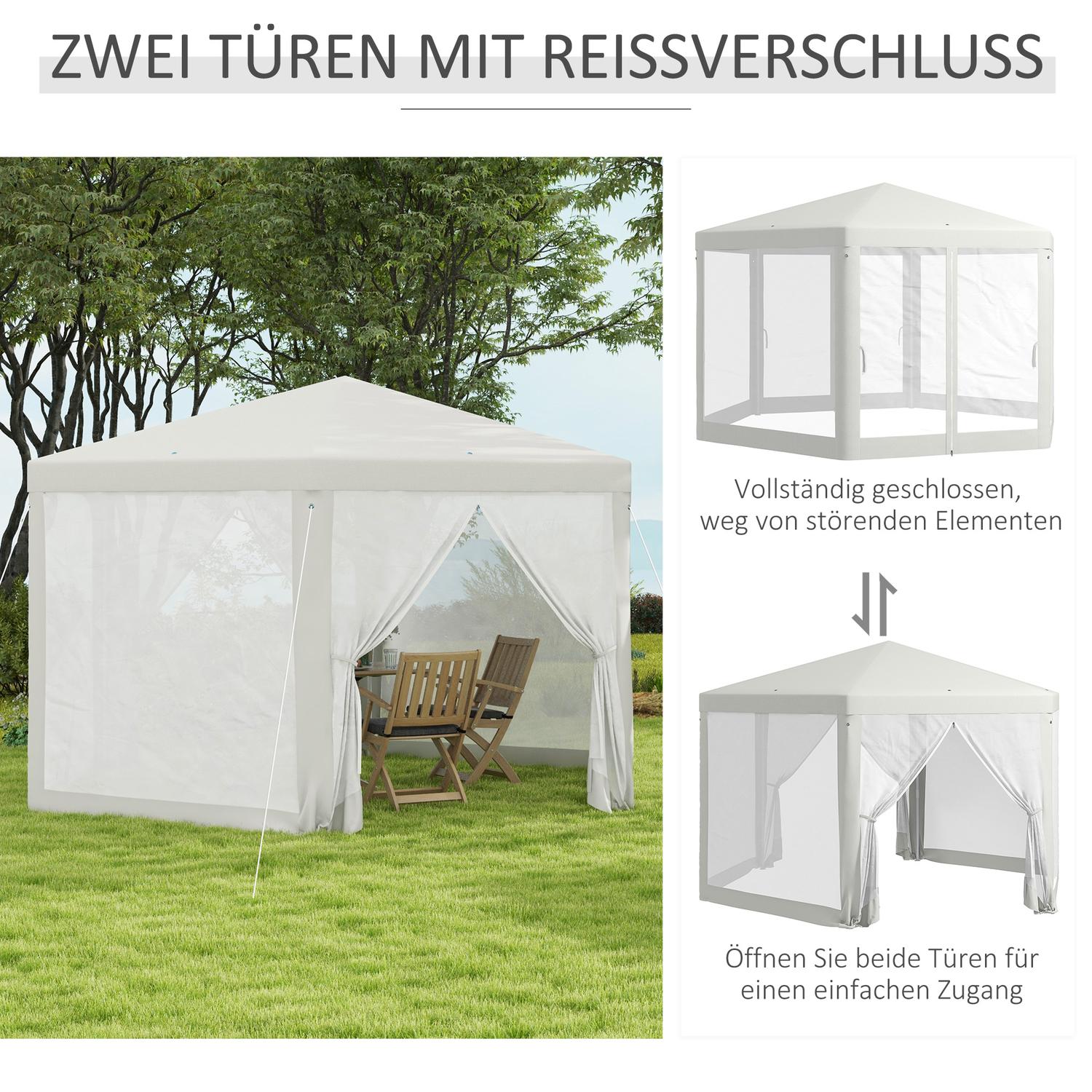 Hexagonal Cream Partytält, Myggnät, Polyester