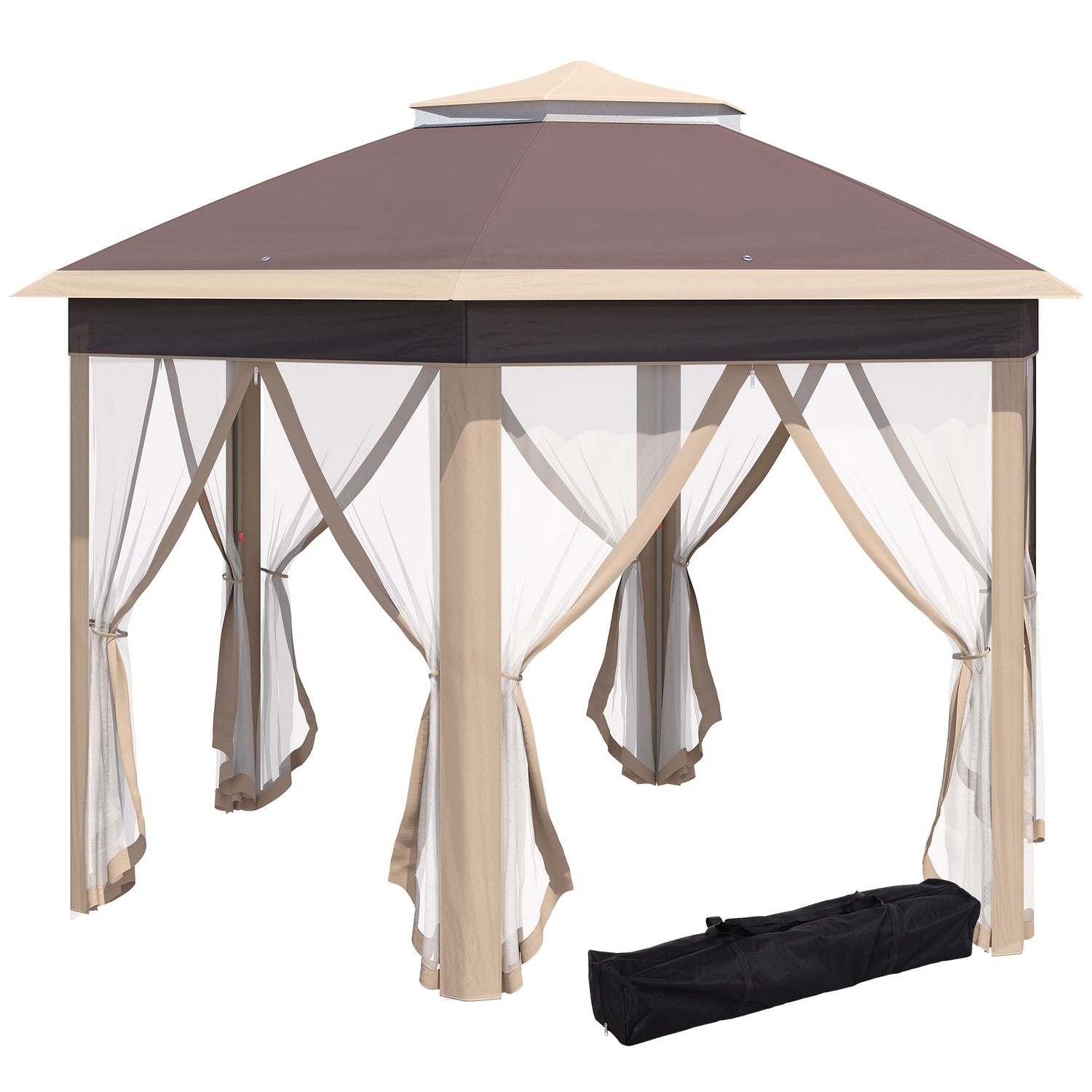 Hexagonal Pop-Up Garden Gazebo 4x4M med bärväska