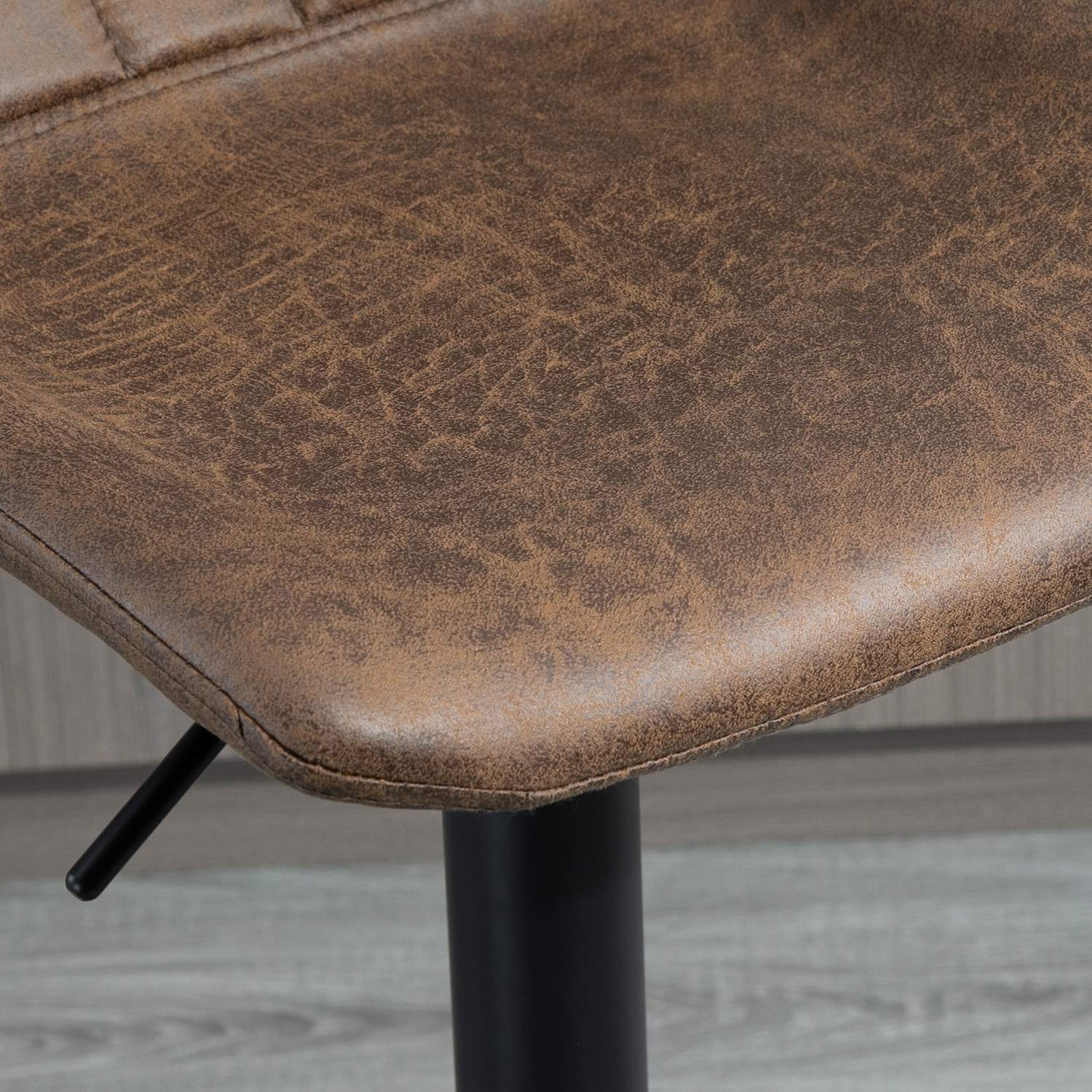 Höjdjusterbara bruna barstolar, set om 2, polyester