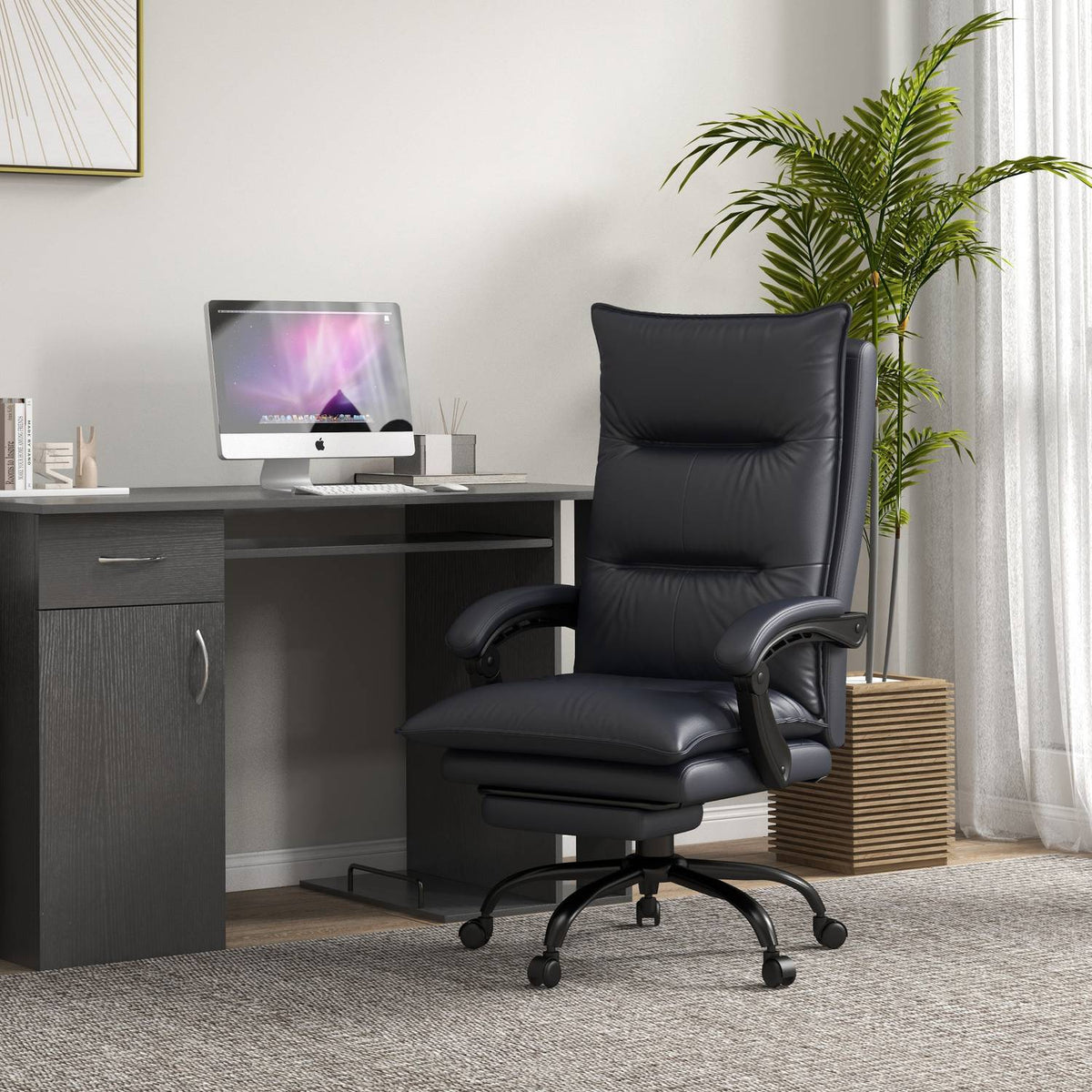 Chaise de bureau réglable en hauteur avec massage et repose-pieds