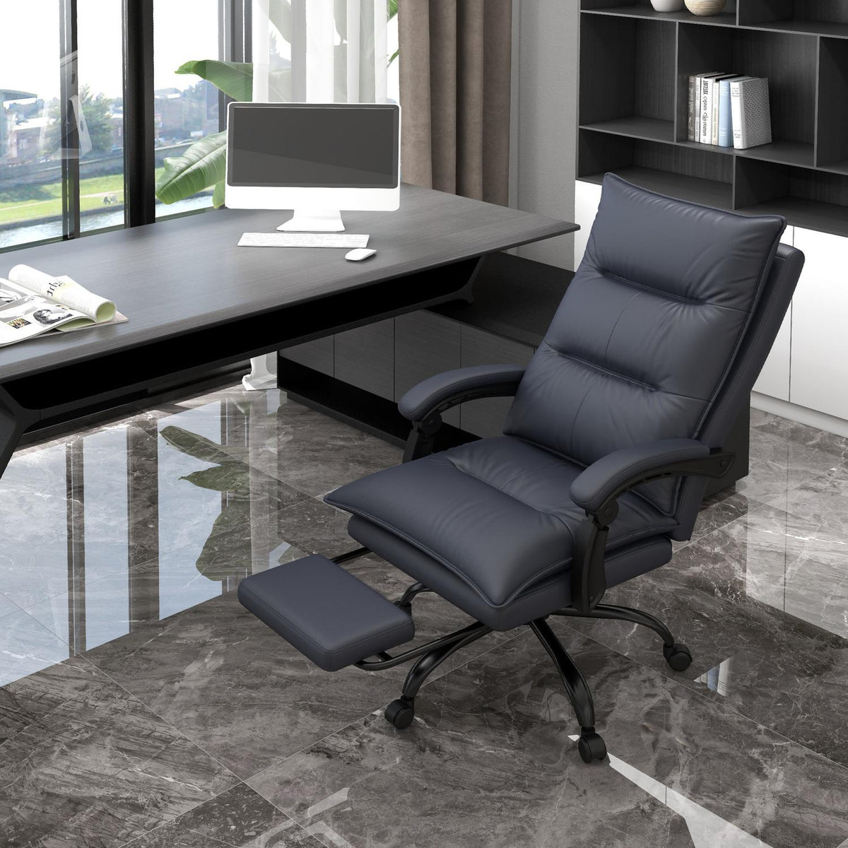 Chaise de bureau réglable en hauteur avec massage et repose-pieds