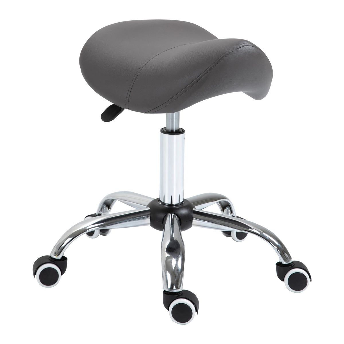 Tabouret de travail roulant réglable en hauteur, similicuir gris