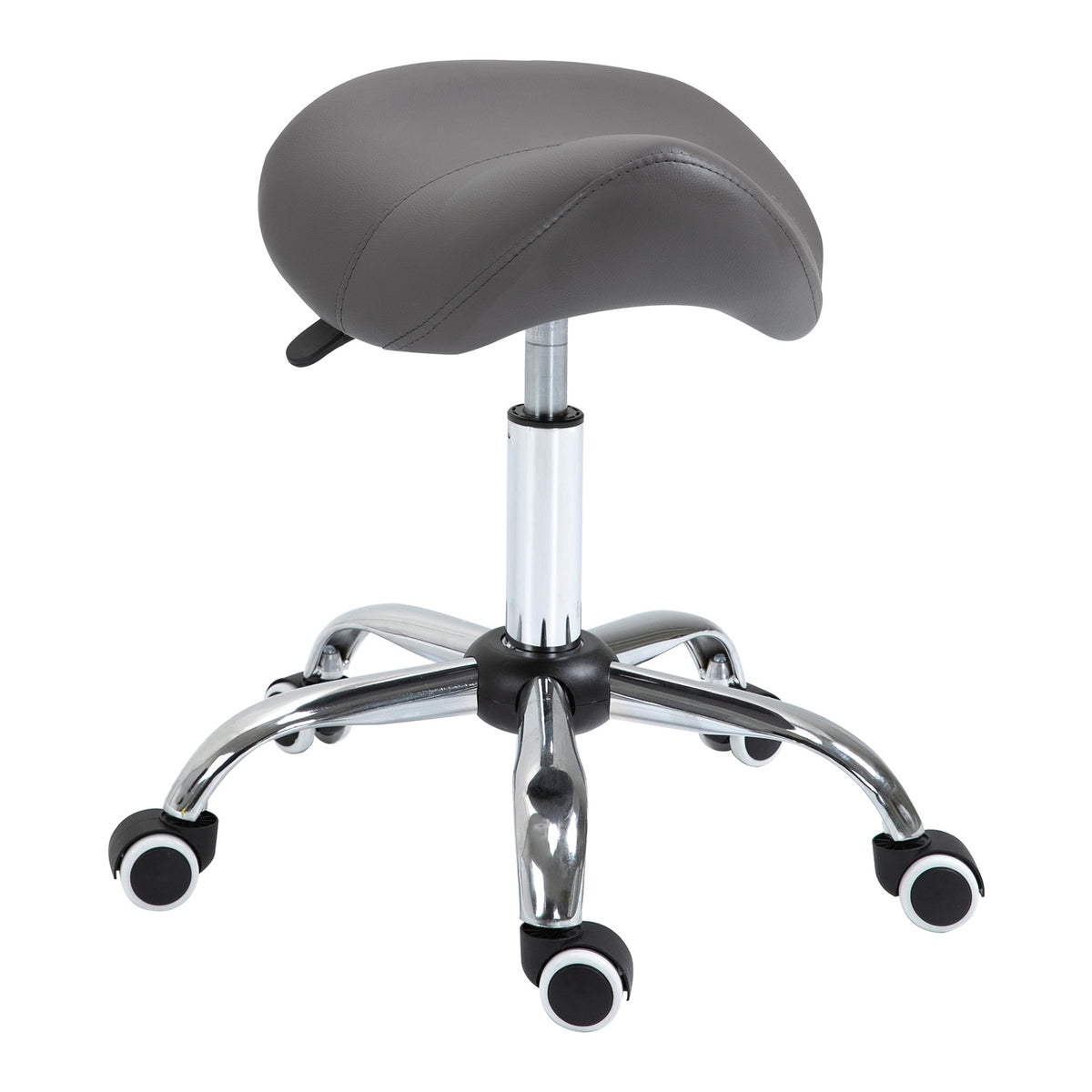 Tabouret de travail roulant réglable en hauteur, similicuir gris