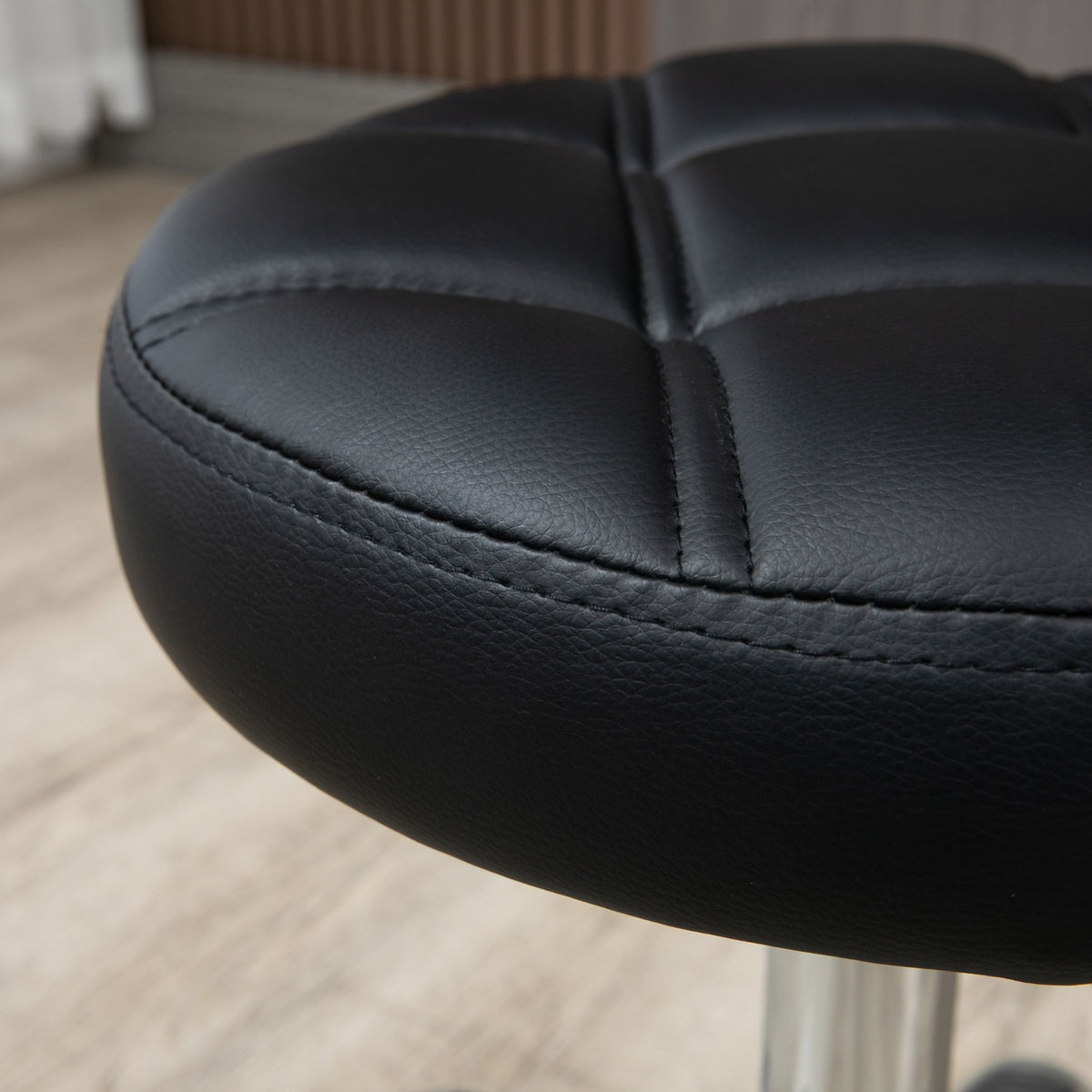 Tabouret de salon réglable en hauteur en similicuir noir