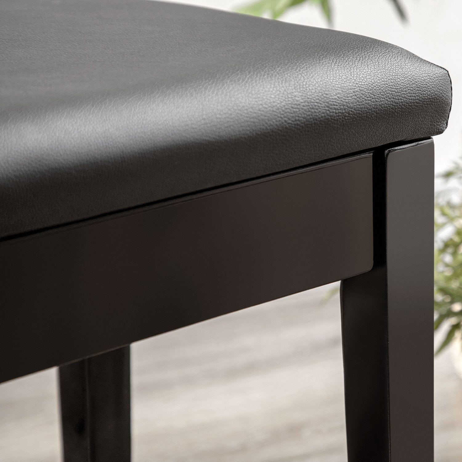 Höjdjusterbar svart pianobänk med förvaring, 75x35x49 cm