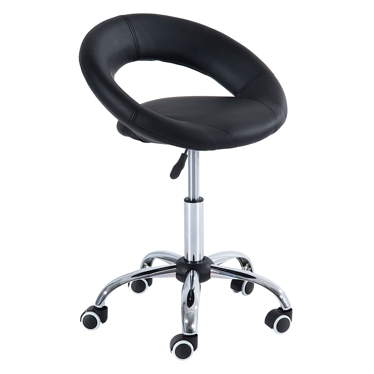 Tabouret pivotant réglable en hauteur – PU noir & métal