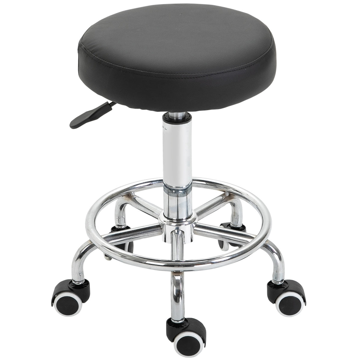 Tabouret de salon pivotant réglable en hauteur avec roulettes, noir