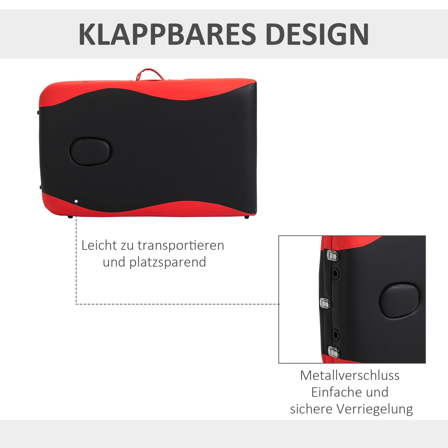 Höjdjusterbart hopfällbart massagebord, aluminium & skum, 215 x 60 cm