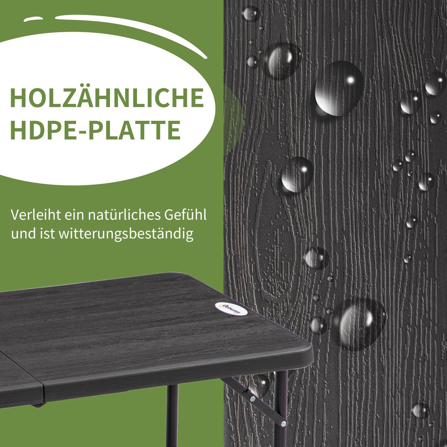 Höjdjusterbart hopfällbart trädgårdsbord – Stålstomme, 4 säten