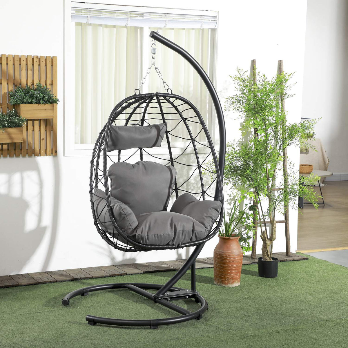 Hängesessel aus Rattan, 195 cm, Indoor/Outdoor, 150 kg Kapazität