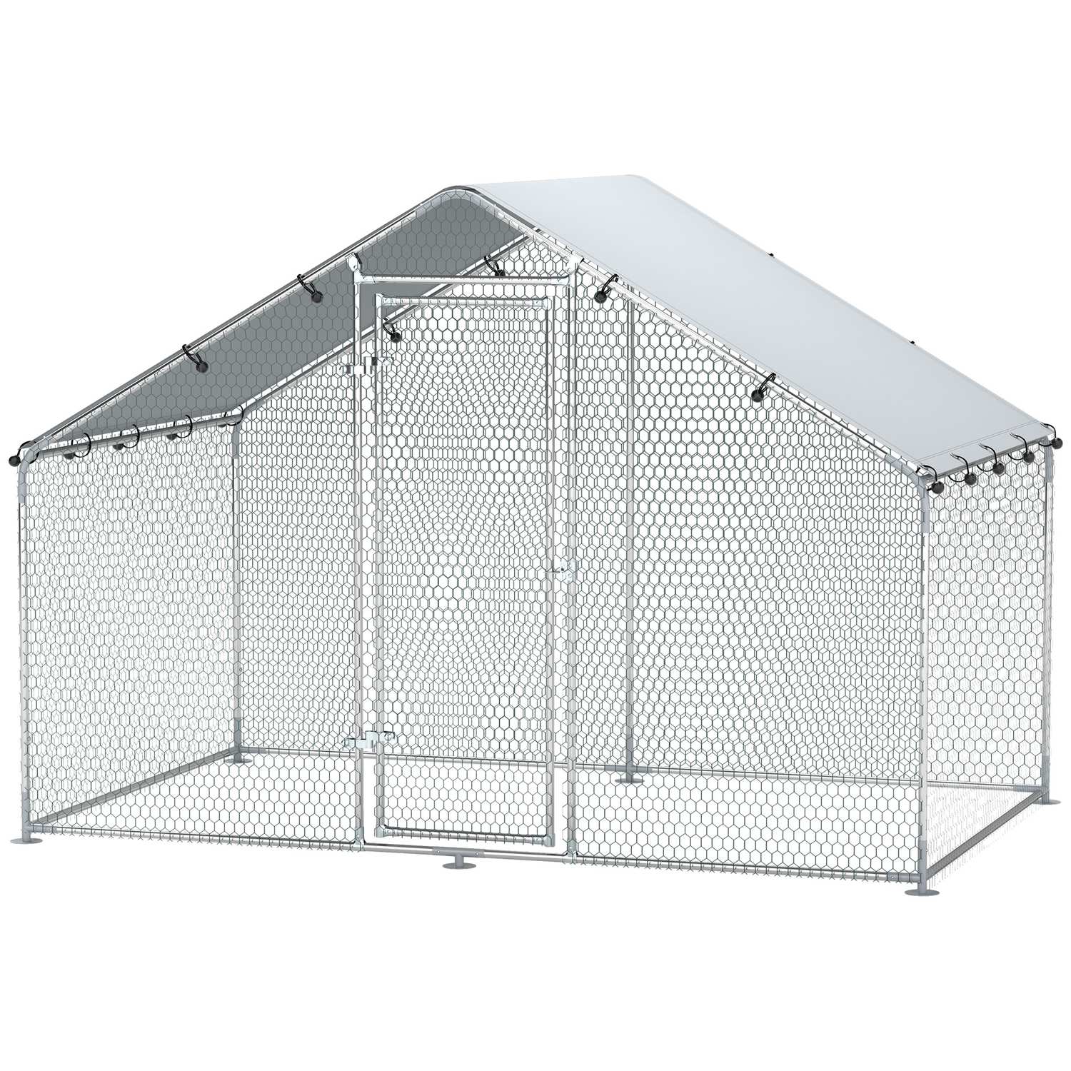 Hönshus i galvaniserat stål med vattentätt tak, 3x1,7x1,9 m