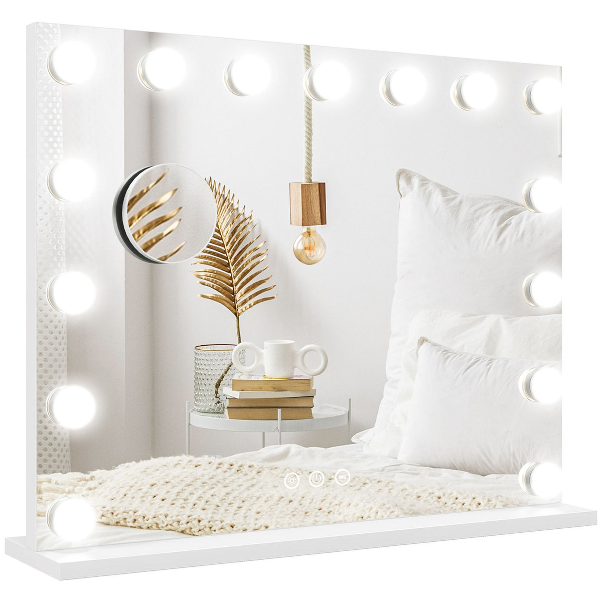 Miroir de maquillage Hollywood, 15 LED, 3 modes, grossissement 10X, USB