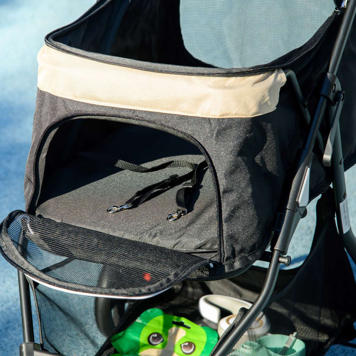 Poussette pour animaux pliante 2-en-1 avec protection pluie pour chats et chiens jusqu'à 10 kg
