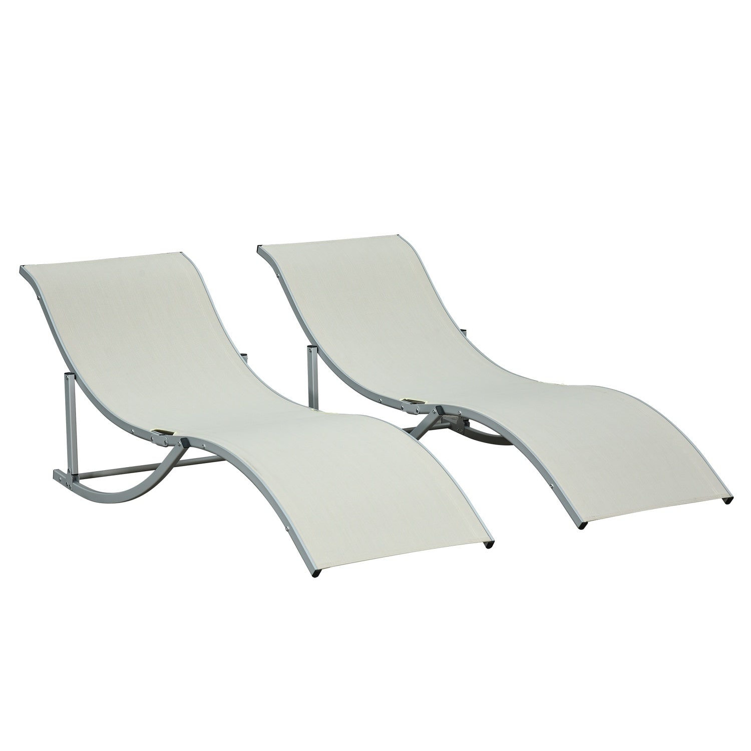 Hopfällbar Beige Garden Solstolar Set, Aluminium, Ergonomisk