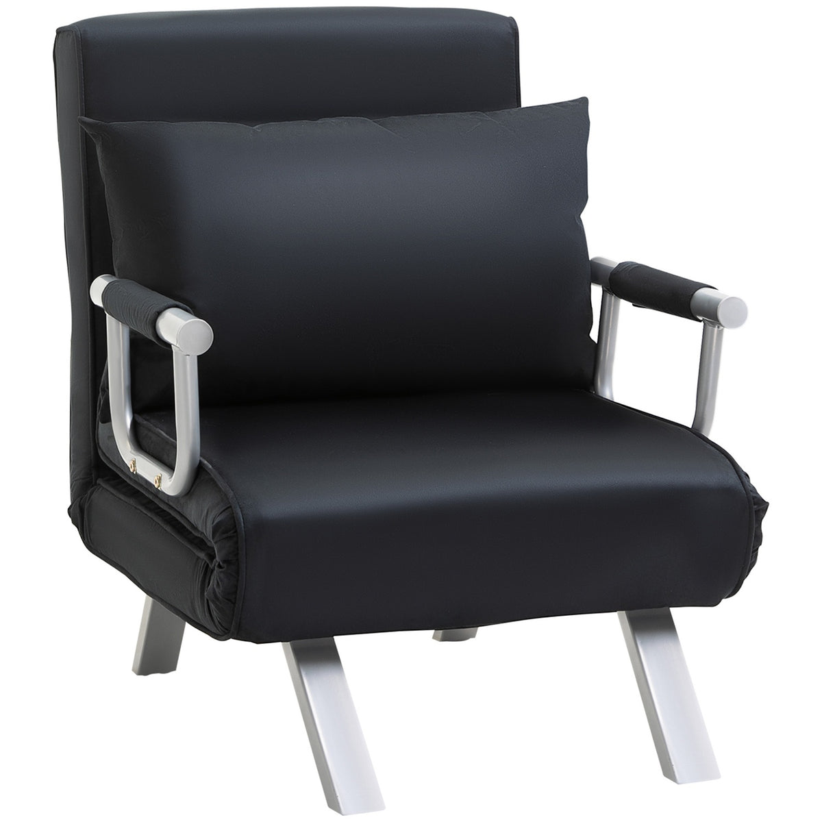 Klappbarer Schlafsofa-Stuhl, schwarz – verstellbar, 120 kg Kapazität