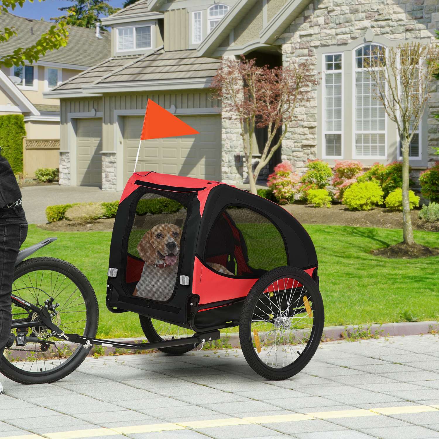 Hopfällbar hundcykelvagn, Vattentät, Röd 140x71x83 cm