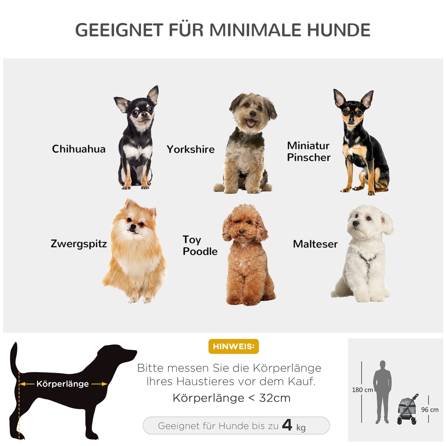 Hopfällbar husdjursvagn för små hundar och katter, Oxford Grey
