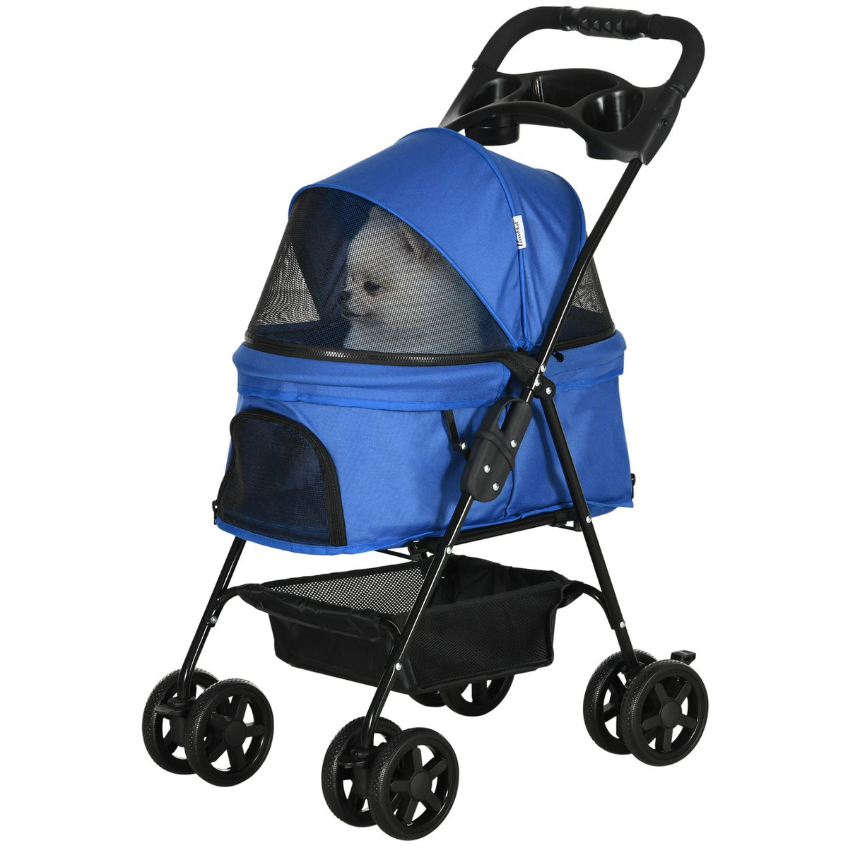 Klappbarer Haustierbuggy für kleine Hunde und Katzen, blau