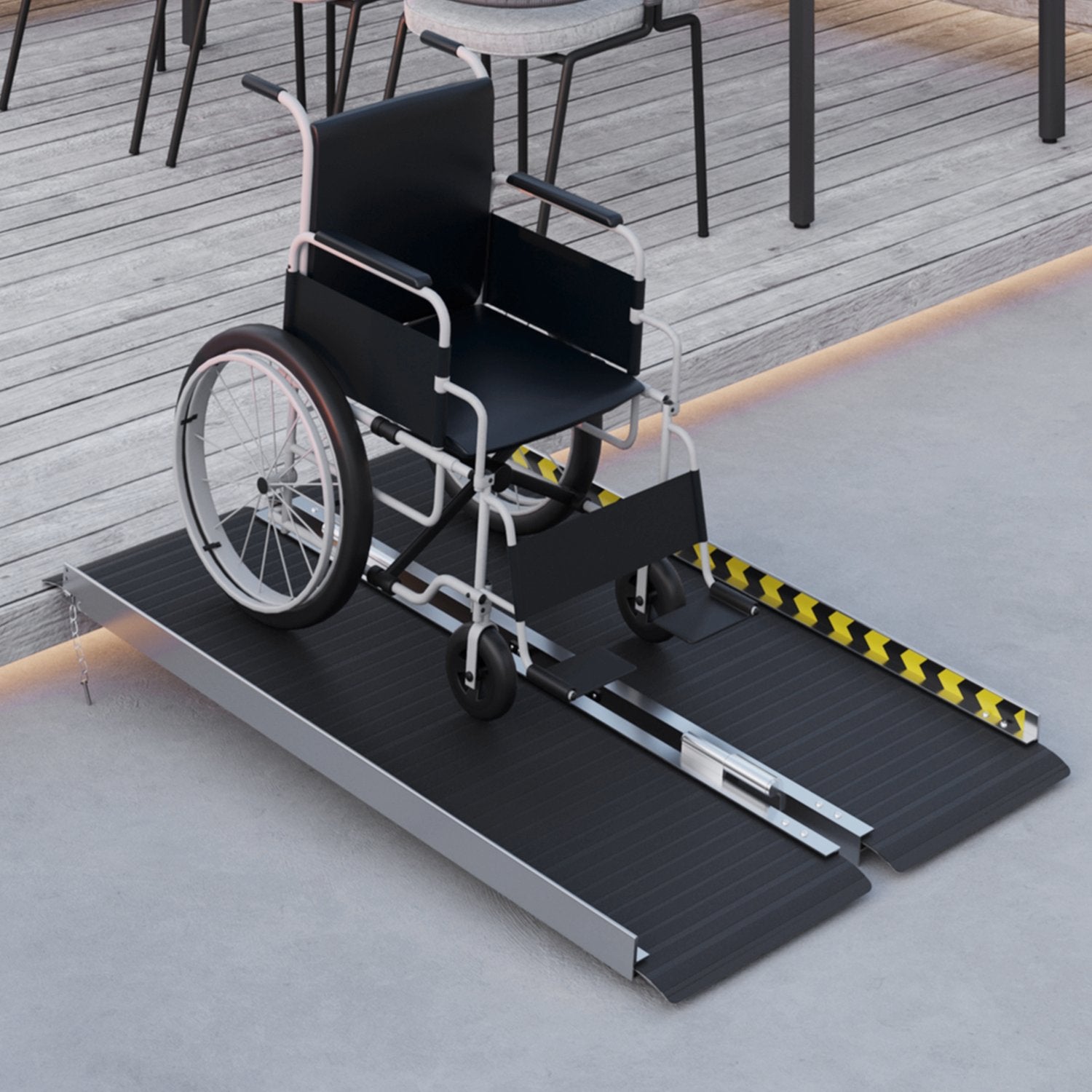 Hopfällbar rullstolsramp, halkfri yta, bärbar aluminium